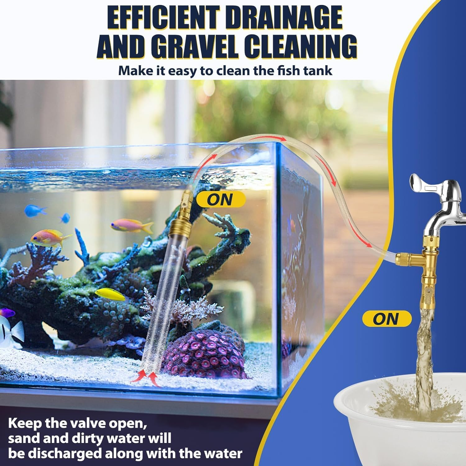 GADFISH Gravel Vacuum for Aquarium Water Changer Fish Tank Cleaning Tools, Siphon Universal Quick Pump Aquarium Water Changing (70Ft) image number 2