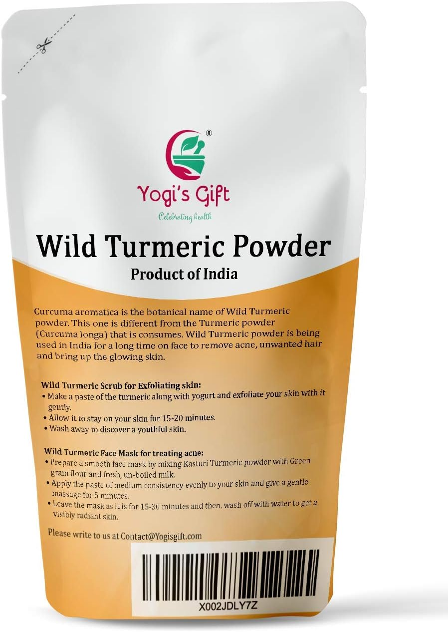 100% Pure Wild Turmeric Powder for Face | 8 Oz (227 Grams) | Kasturi Manjal | Curcuma Aromatica | Amba Haldi | Promotes Glowing Skin | by Yogi'S Gift&reg; image number 4