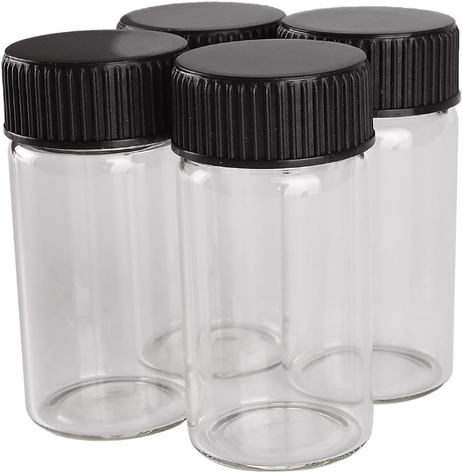 24 Pieces 25Ml Transparent Glass Bottles with Black Plastic Screw Cap Tiny Jar Vials Art DIY Craft Gift image number 3