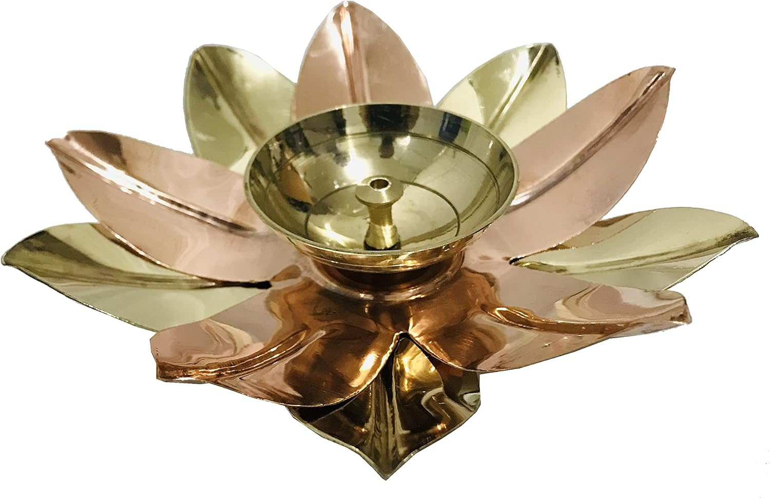 Brass Jyot Diya Lotus Shape Golden Diya Akhand Jyot Kamal Deepak Pooja Dia Puja Diwali Diya/Deepawali Deepak Oil Lamps/Christmas Decoration Engraved Unique Design Gift Items Size- 5" Inch image number 3