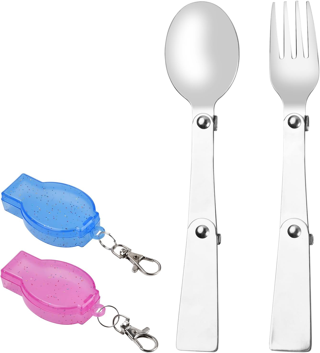 Hoxfly 2-Piece Foldable Stainless Steel Spoon and Fork Set, Includes 2 Cases, Portable Camping Cutlery for Outdoors Picnic Thermos Travel image number 5