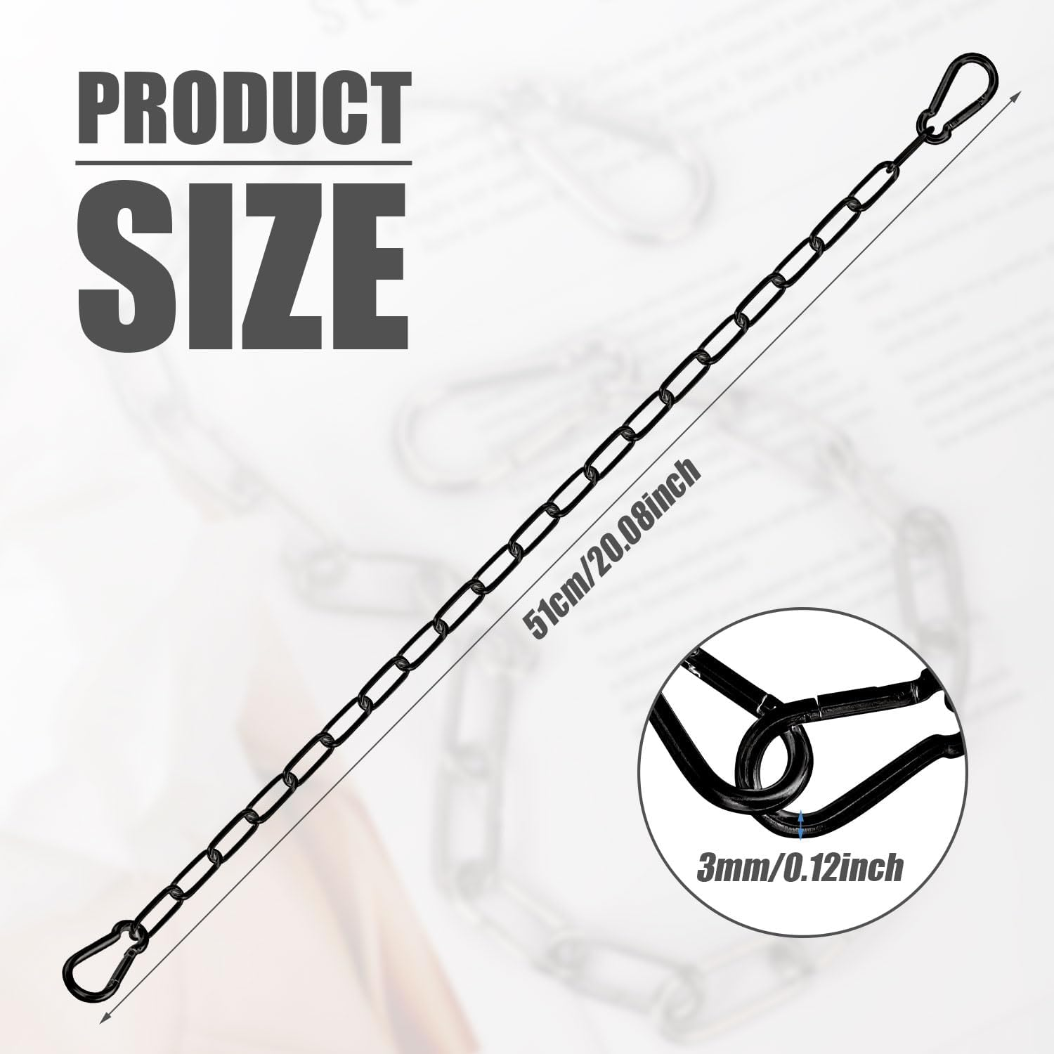 Gate Chain Lock, 20 Inch Stainless Steel Gate Link Chain Lock with Both-Ended Carabiners Chain Link Gate Latches for Outdoor Fences, Pet Cages, Horse Goat Cow Corral Supplies image number 4