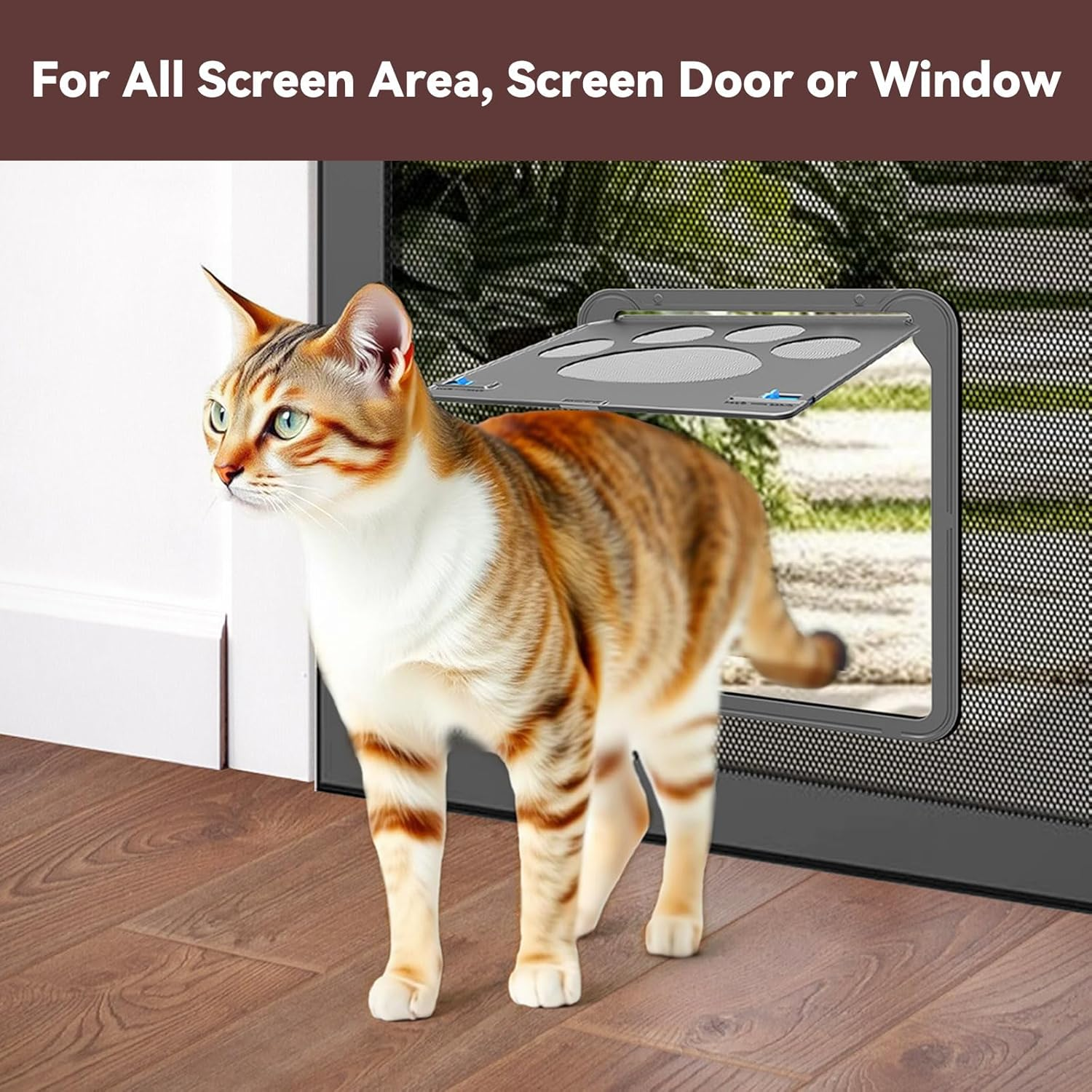 PETLESO Pet Flap for Fly Screen Door, Cat Flap, Fly Screen with Magnetic Closure, Easy Installation, Dog Door for Cats/Dogs (29 Cm X 24 Cm) image number 1