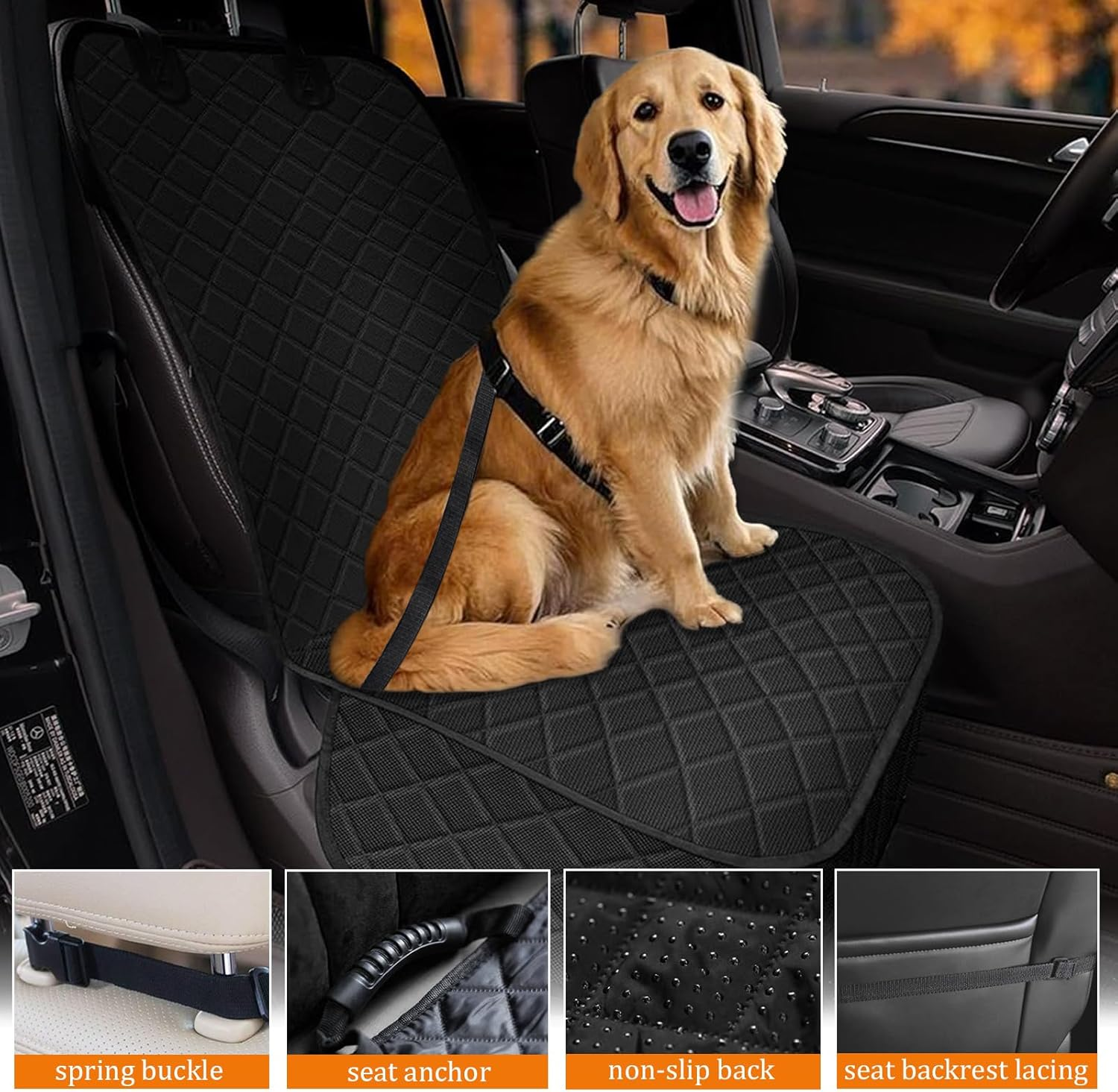 VBGURR Dog Seat Cover for Car, Waterproof Car Seat Protector for Dogs with Seat Belt, Ideal for Car, SUV, Truck, Car, Pet Blanket for Safe Transport image number 6