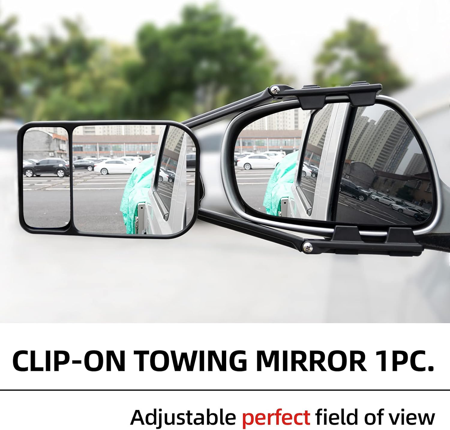 XUKEY Clip-On Towing Mirror, Fits Most Cars,Trucks,Caravans and SUV, Rotates 90 Degrees for Vertical and Horizontal Use image number 3