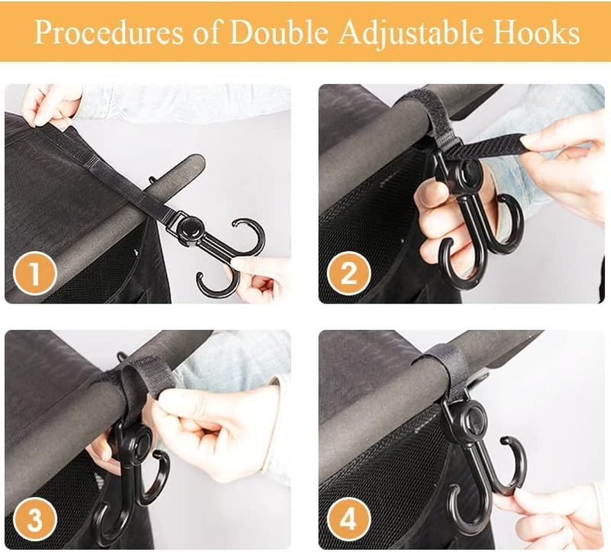 Stroller Hooks for Hanging, 2 PCS Stroller Carabiner Clip, Universal Stroller Clips for Diaper Bag image number 3