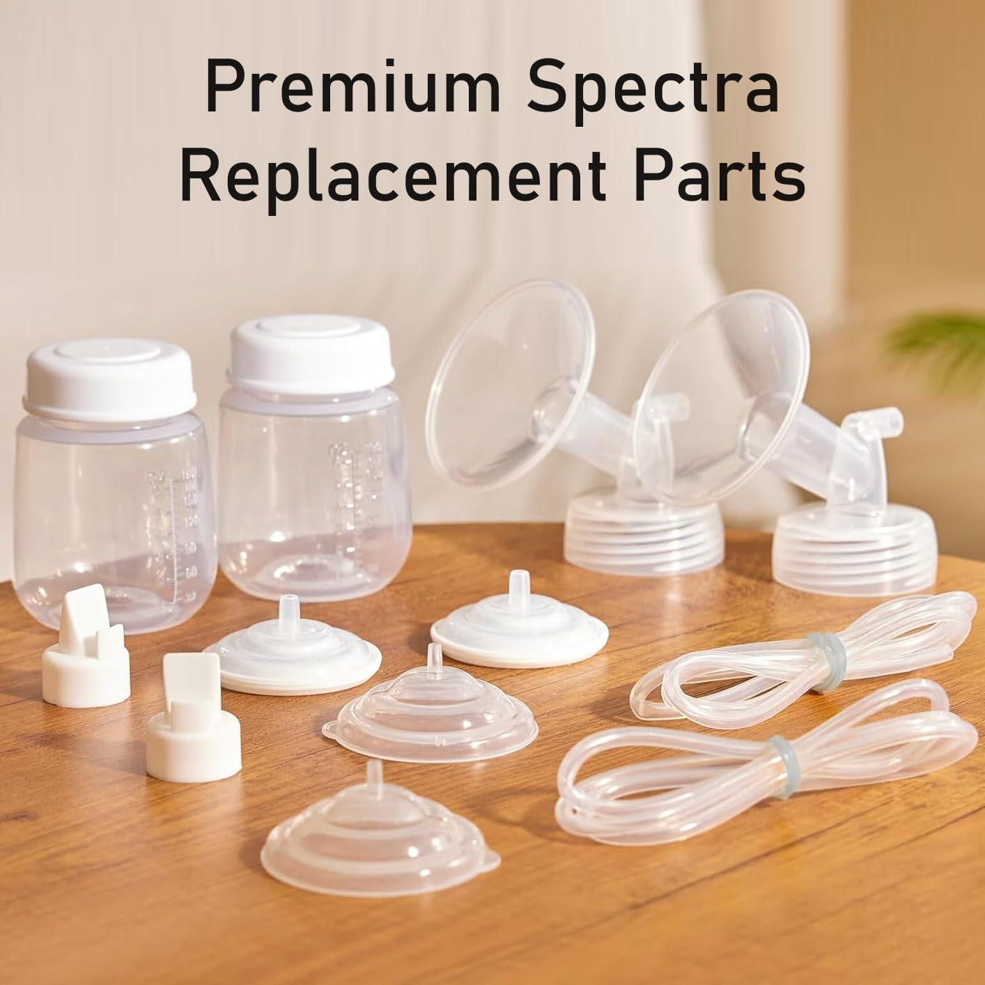 Goneno Silicone 28Mm Replacement Pump Parts, Compatible with Spectra S1 S2 S3 and Spectra 9 Plus, Non-Oem Spectra Accessories, Includes Pair of 28Mm Flanges, Valves, Backflow Protectors, Tubings and Bottles, BPA Free Pump Parts image number 2
