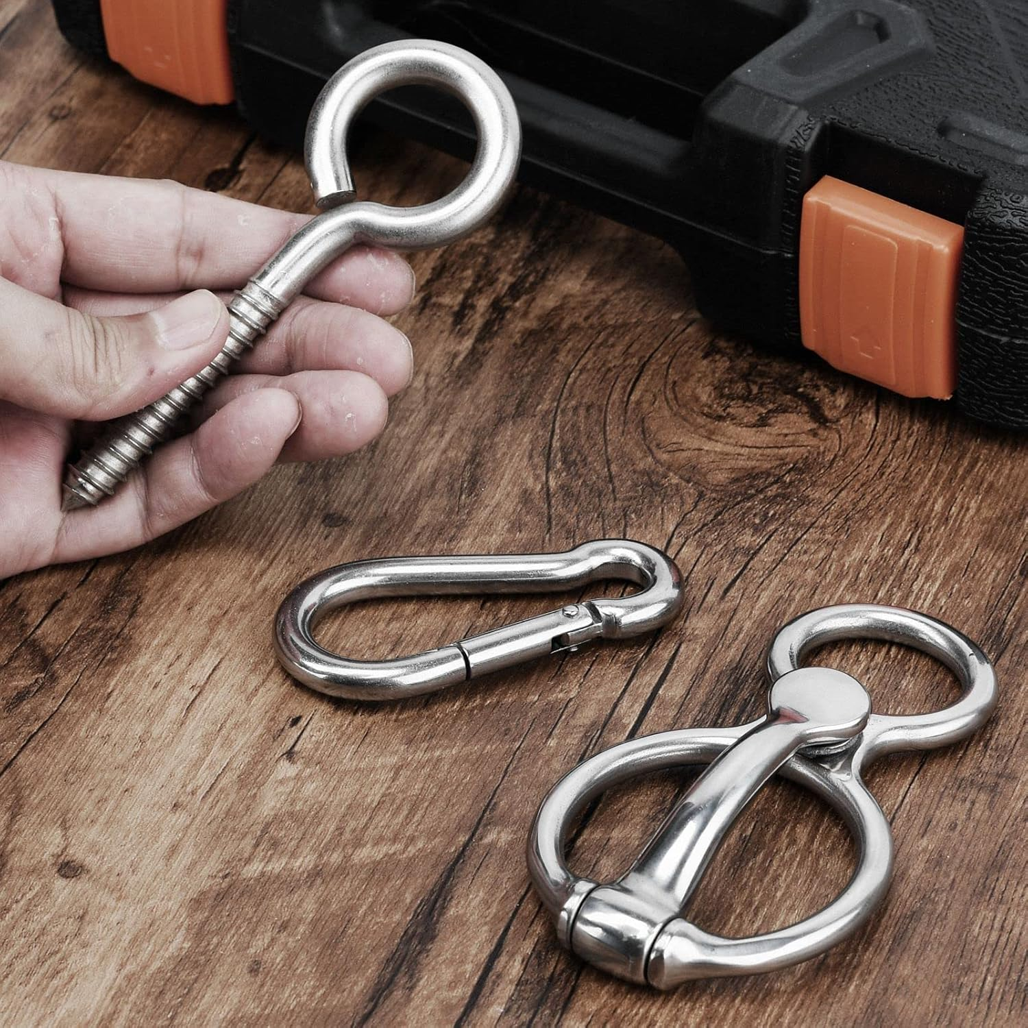 Horse Tie Ring, Heavy Duty Stainless Steel Tie Ring Horse Training Equipment Horse Tack and Supplies with Eye Bolt,Quick Snap,Humane and Safe Tie Way image number 1