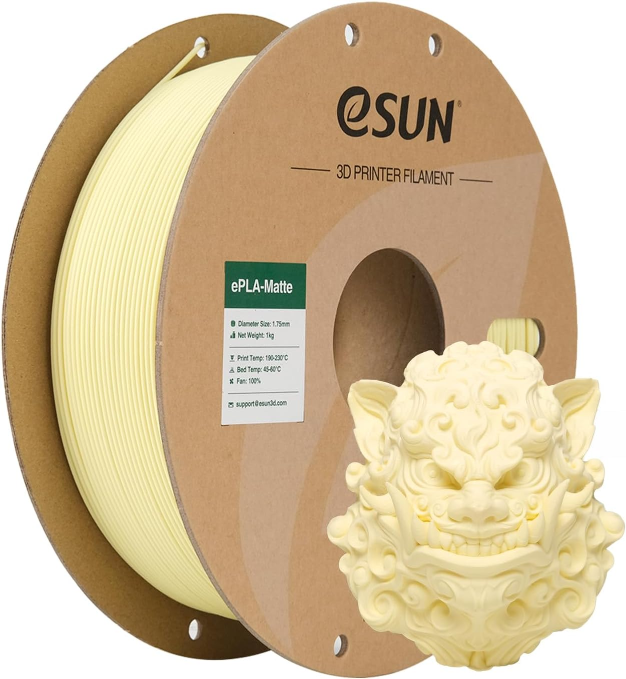Esun Upgraded Matte PLA Filament 1.75Mm, 1KG Spool (2.2 LBS) 3D Printing Filament for 3D Printers, Almond Yellow image number 1