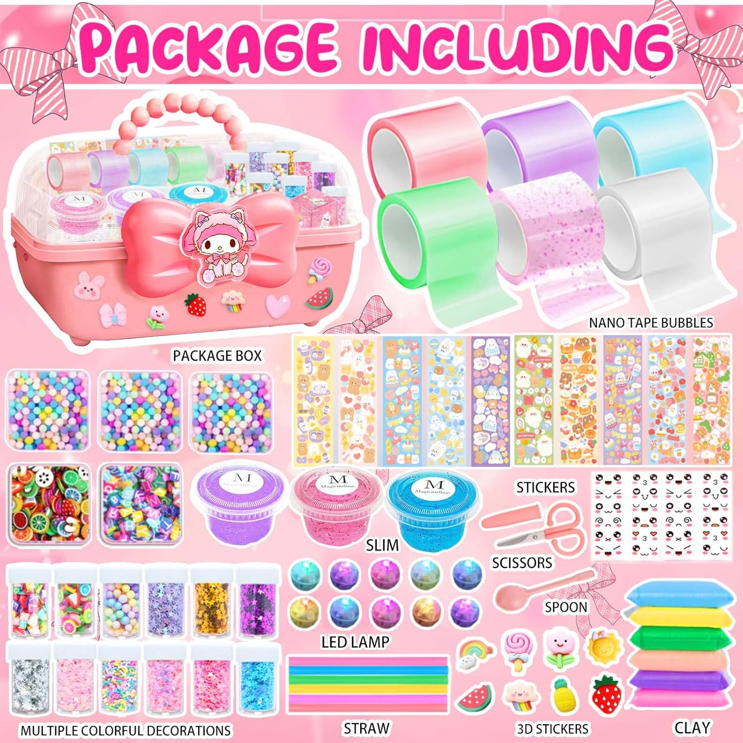 Jimcii Bow Nano Tape Bubble Kit for Kids with Box, Nano Tape Squishy Maker Kit, Nano Bubble Tape Kit, Nano Tape Bubbles image number 6