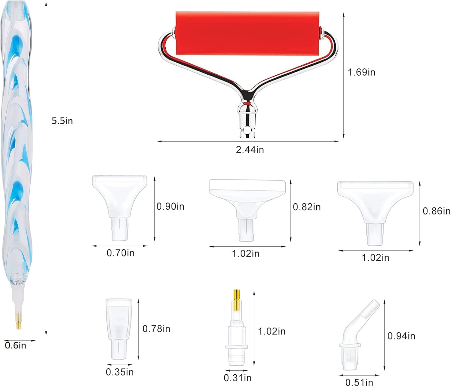 HIGHROCK Diamond Painting Resin Pen Accessories Tools Set, 5D Diamond Art Roller Tools and Accessories Set Dots round Square Drill Wax Pens (Blue) image number 1