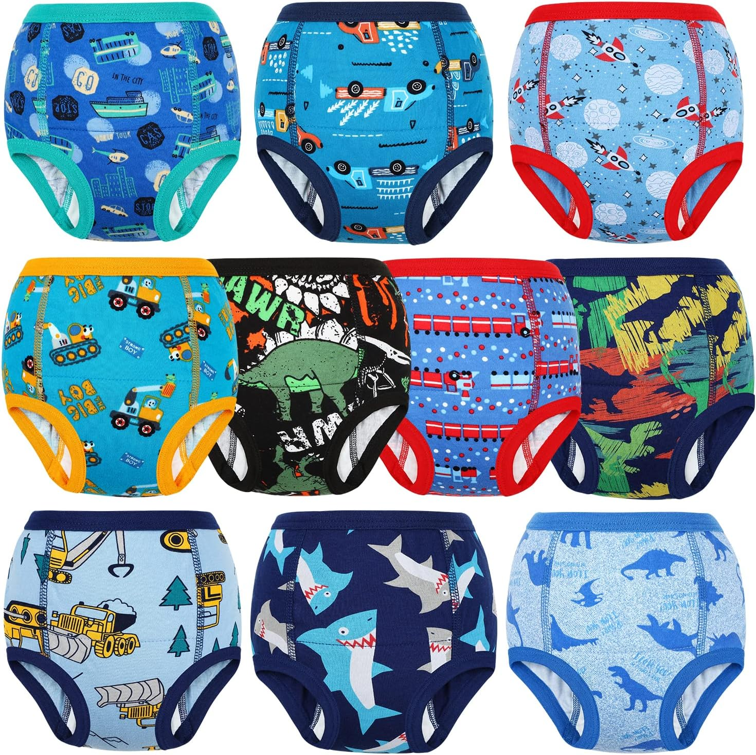 Moomoo Baby Potty Training Underwear 10 Packs Absorbent Toddler Training Pants for Boys and Girls Cotton 2T-7T