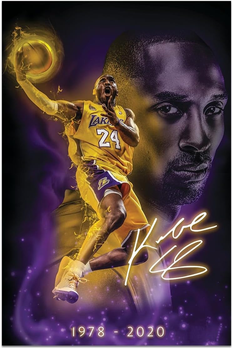 Kobe Canvas Wall Art Poster Kobe Gigi Legendary Basketball Player Posters Inspirational Sports Superstar Oil Painting Modern Room Aesthetic Wall Decor for Home Gym Bedroom Dorm 12X18 Inch Unframed image number 6