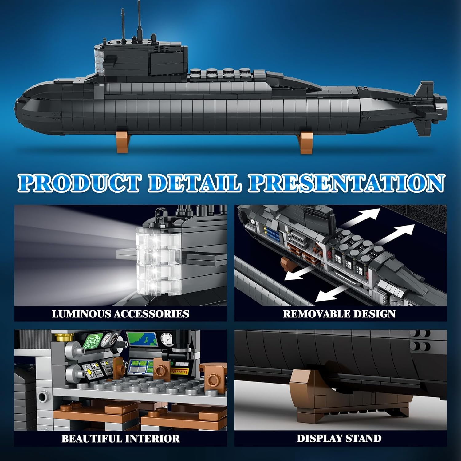 Brihappen Nuclear Submarine Model Building Kit image number 4