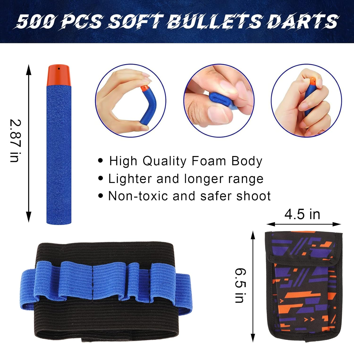 Tudaymol Nerf Bullets 500 Official Dart for Nerf N-Elite Series Guns Darts Gun Refill Bullets Ammo Packs