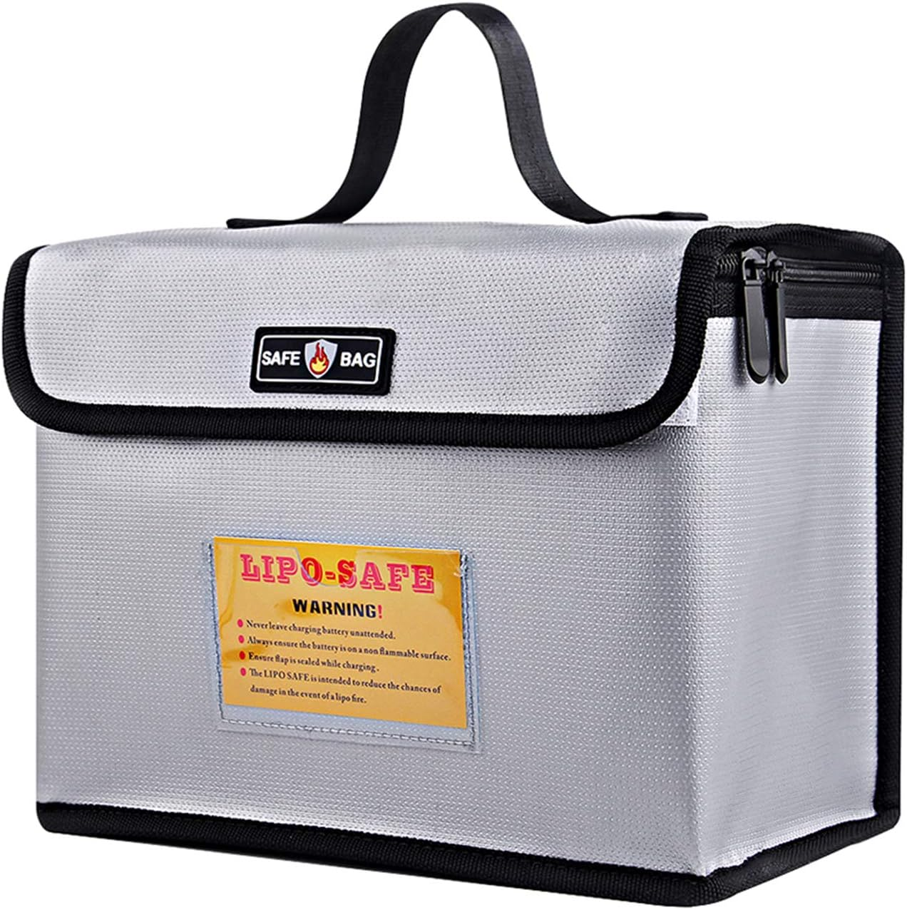 Lipo Bag, Portable Fireproof Explosionproof Lipo Battery Guard Safe Bag Large Storage Space for Battery Storage and Charging with Double Metal Zipper Case Pouch, 260 * 130 * 190Mm image number 2
