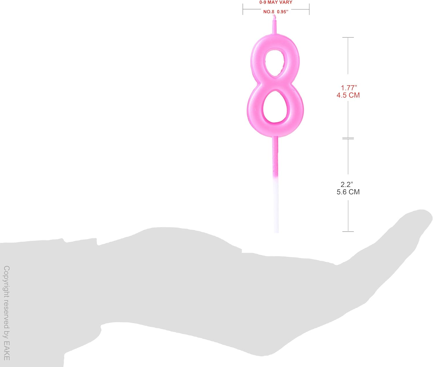 EAKE 10-Pieces Pink Number Candles 0-9 Birthday Candles for Cake, Bulk Number Birthday Candles 0 1 2 3 4 5 6 7 8 9 for Girl Women Happy Birthday Anniversary Party Supplies Cake Decor (10-Count) image number 4