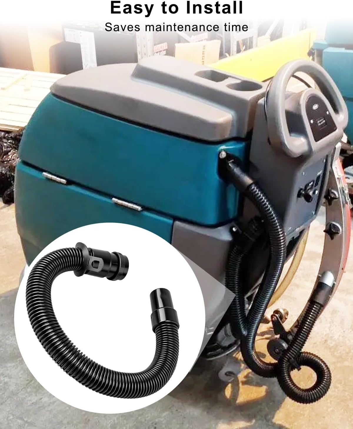 Highly Flexible Drain Hose Fit for Tennant T3 T5 Replace 1043538, Black image number 5