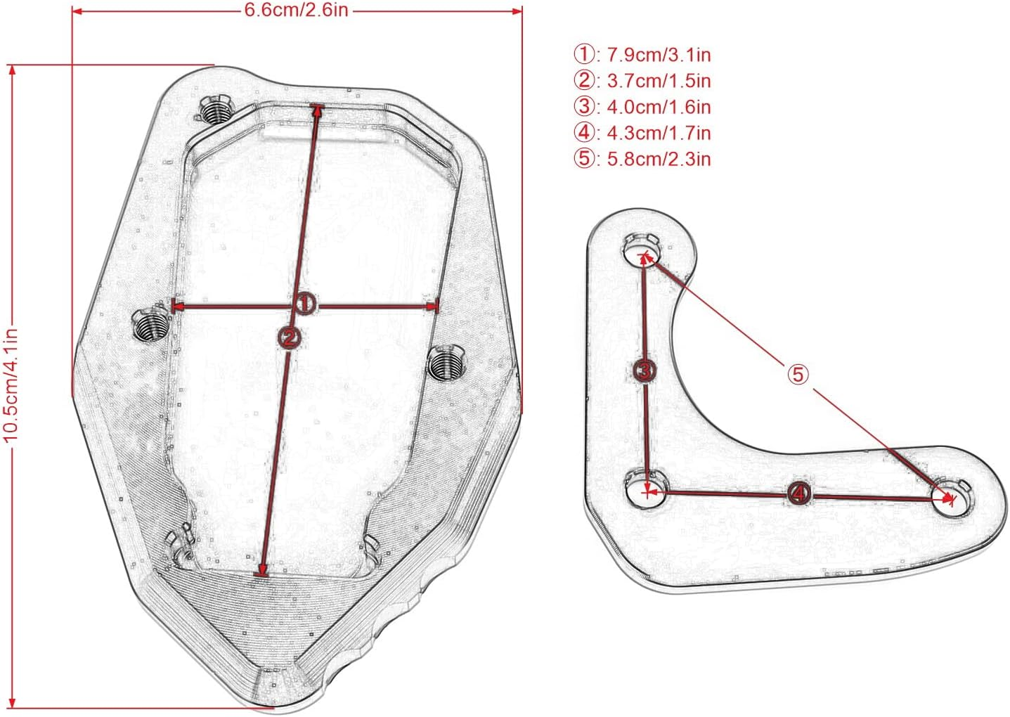 BAIONE Kickstand Extension Pad Replacement for Honda CRF300L CRF 300L Rally 2021 2022 Motorcycle Side Stand Foot Enlarger Plate Extender (Red) image number 4