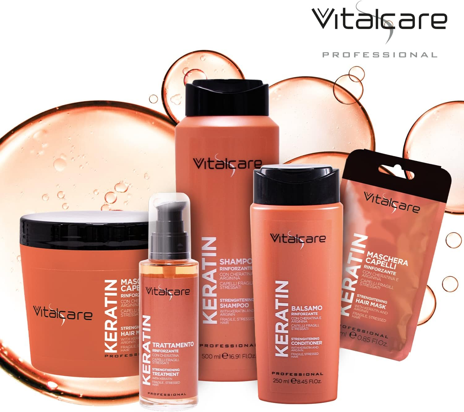 Vitalcare Keratin - Strengthening Hair Mask for Fine and Thick Hair, with Keratin and Arginine, for Stronger and Soft Hair, 500 Ml image number 4