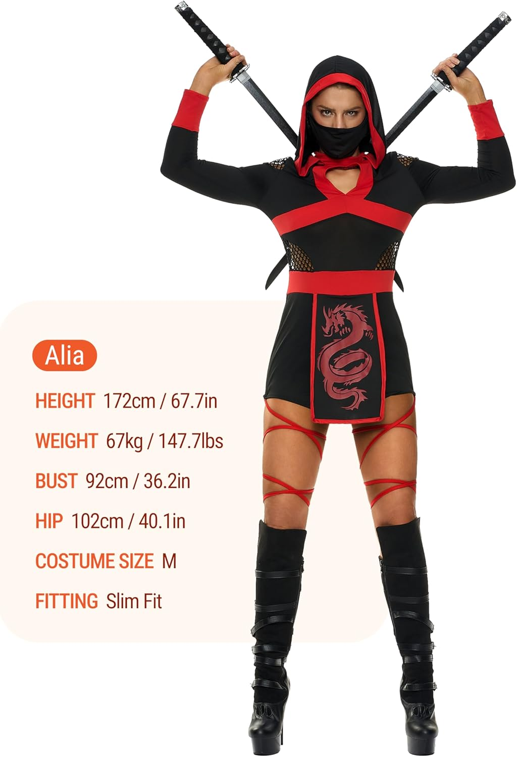 Spooktacular Creations Ninja Costume Women, Halloween Ninja Costume Adult with Mask for Halloween Dress up Party Cosplay image number 2