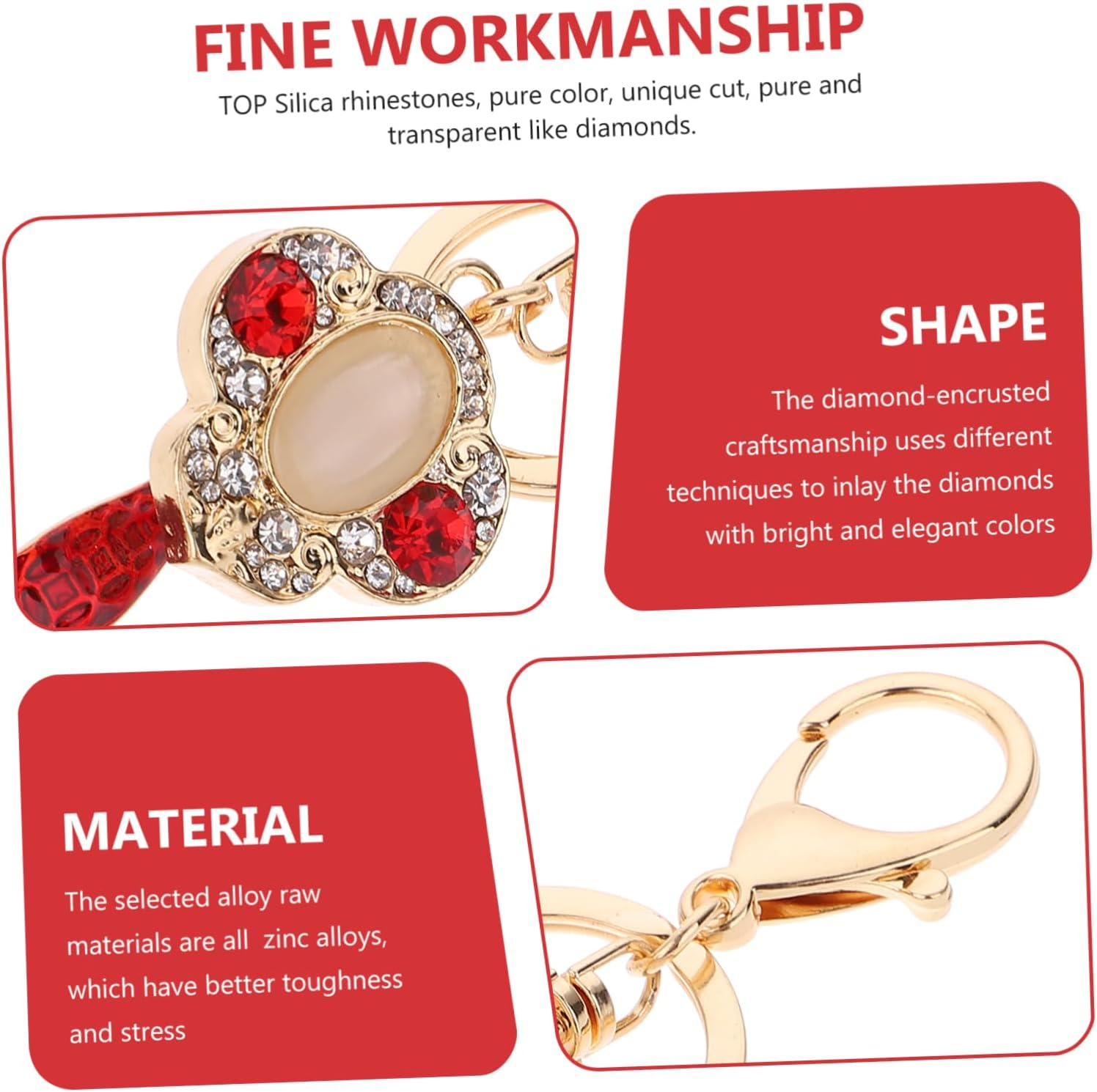 CHILDWEET Wishful Keychain Rhinestone Purse Car Hanging Accessories for Women Ladies Handbags Handbag Crystal Pendant Keychain Hanging Ornament Backpack Purse for Women Exquisite Key Chain - Red image number 4