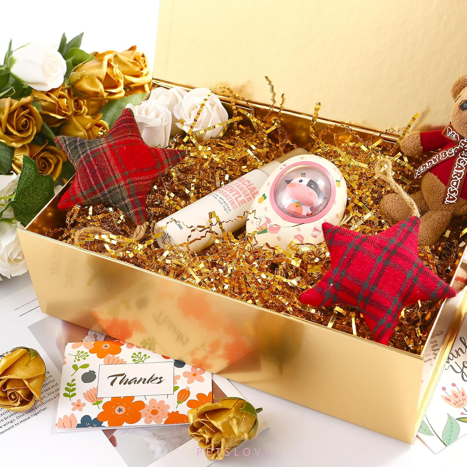 PETSLOVE Large Gold Gift Box 35.56X24.13X11.43 Cm,Collapsible Bridesmaid Proposal Box with Magnetic Closure for All Occasion - Gold-6 Pack image number 6