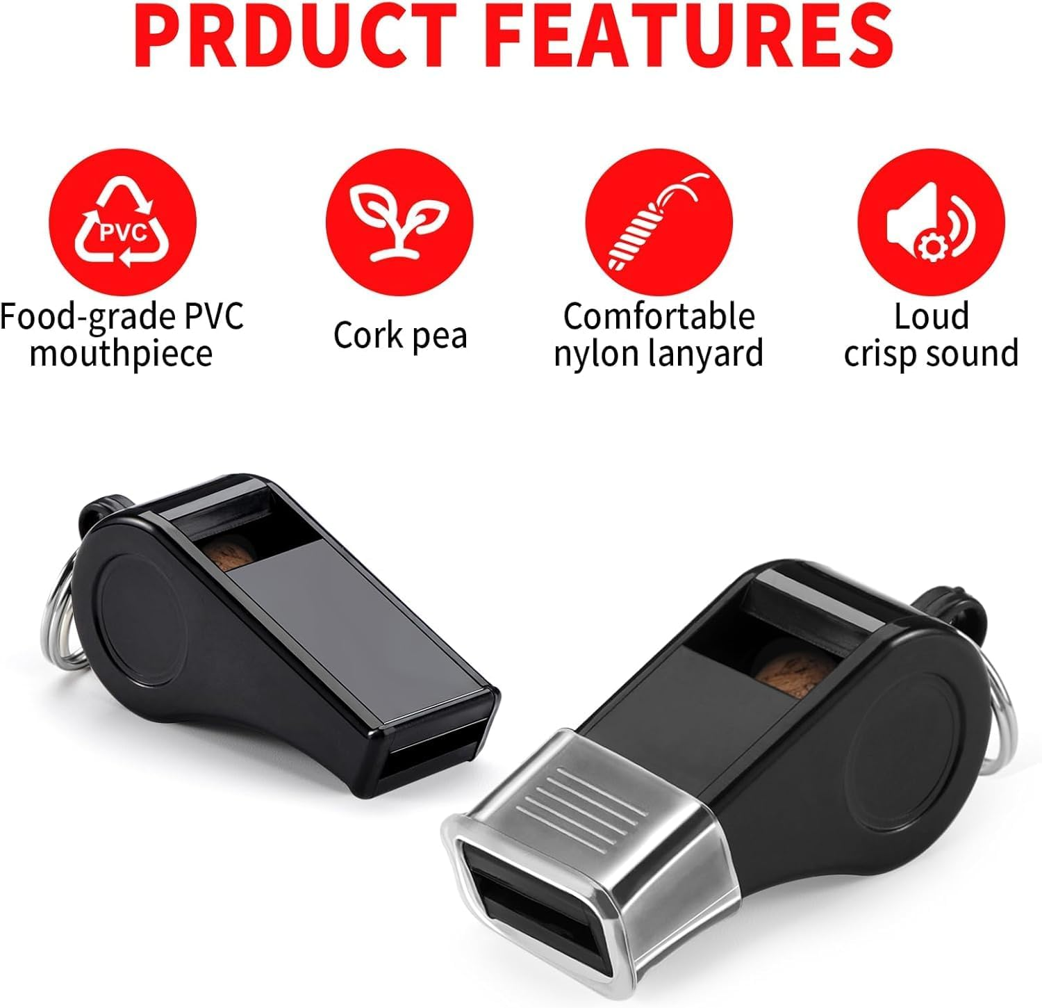 6Pcs Whistle, Sports Whistles with Lanyard, Loud Crisp Sound Whistles Great for Referees, Coaches, Teachers, Polices, Training, Outdoor Sports image number 2