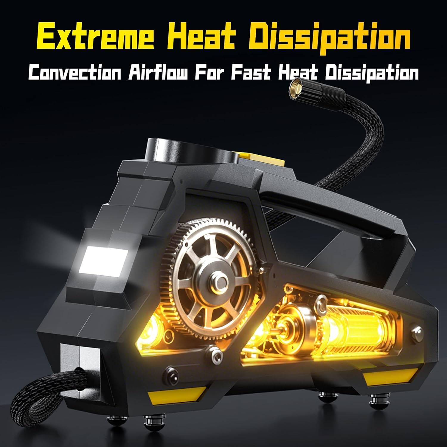 Zumist Tyre Inflator Car Air Compressor - 150PSI Portable Air Pump Car Accessories, DC 12V Fast Inflation Electric Tire Pump with Digital Pressure Gauge, LED Light & Auto Shutoff for Motorcycle, Bike image number 4