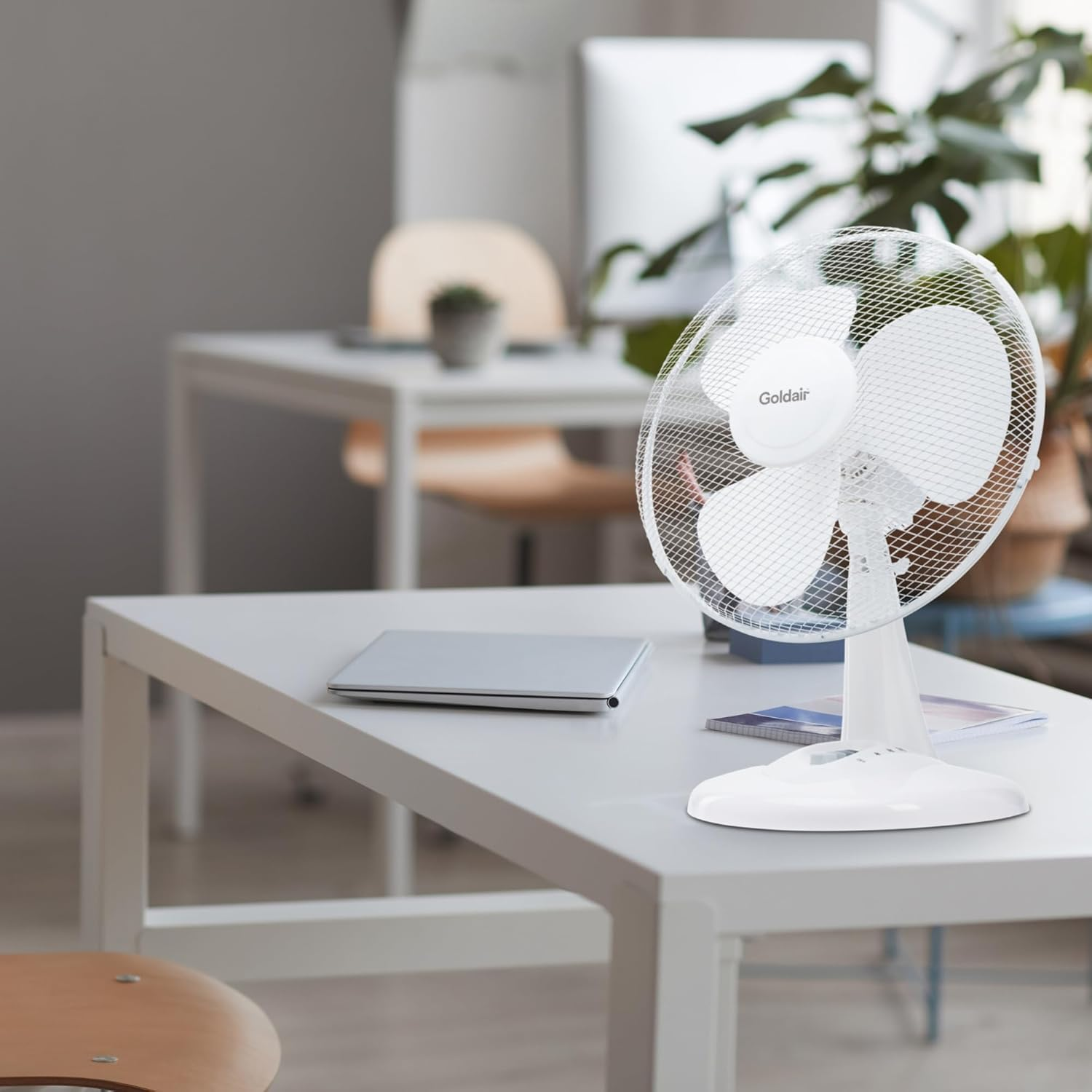 Goldair 30Cm Desk Fan with 3 Speed Settings, Tilt-Adjustable, White - White image number 4