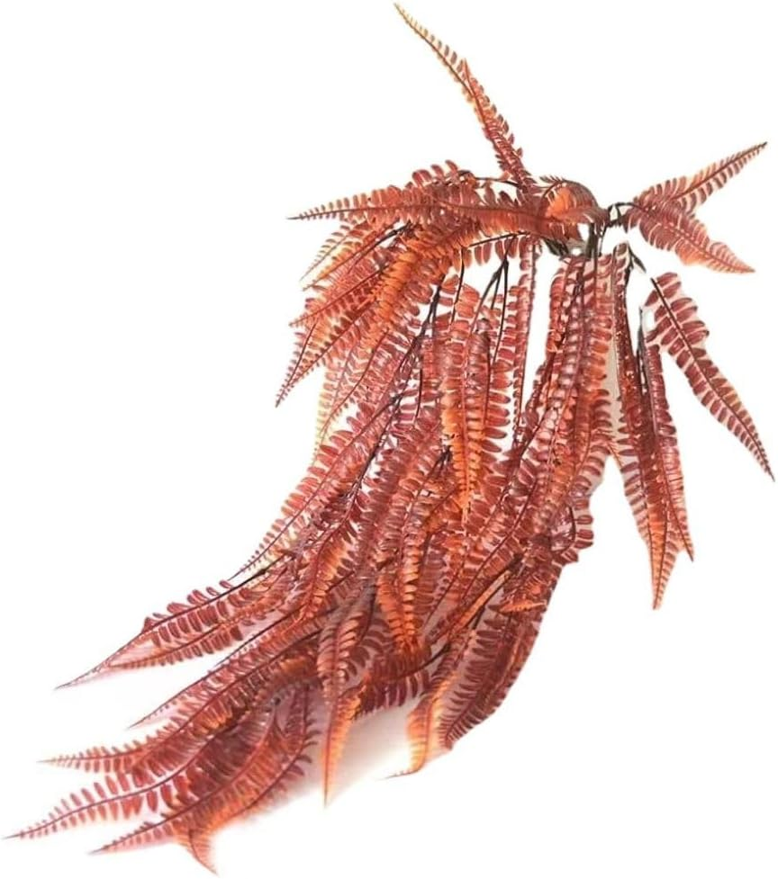 JLHOUSE AUA7004-2 Artificial Plants Faux Hanging Plant Fake Boston Ferns Vines Outdoor UV Resistant Plastic Plants for Spring D&eacute;cor Home Garden Office Wedding Decor, Sunred(2 Pcs) image number 1
