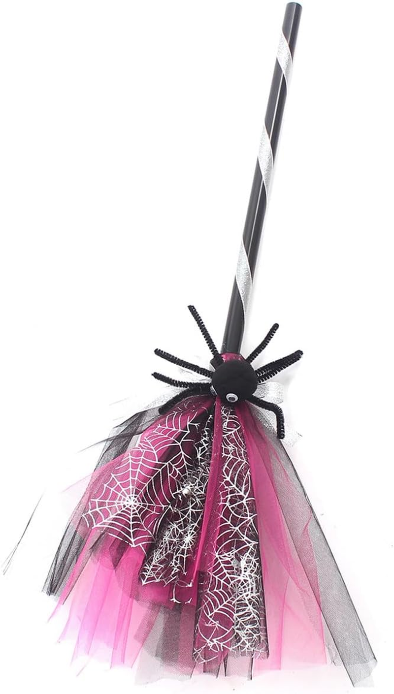 IBAKOM Witch Costume Girls Halloween Costume Children 2-Piece Cosplay Outfit Dress X 1 + Witch Broom X 1 Tulle Dress Wizard Costume Fancy Dress Costume for Carnival Cosplay Party Festival Rose Red 4-5 image number 5