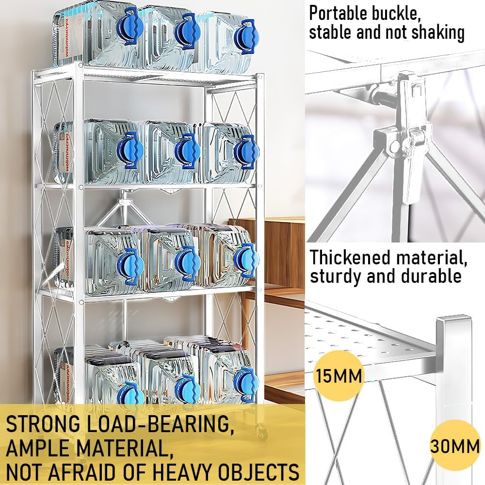 ALSTON Utility Storage Rack Shelving with Wheels & Hooks, 5 Tier Commercial Supermarket Shelf Display Rack Metal Shelving Display Storage Rack Home Organizer Snack Rack image number 6