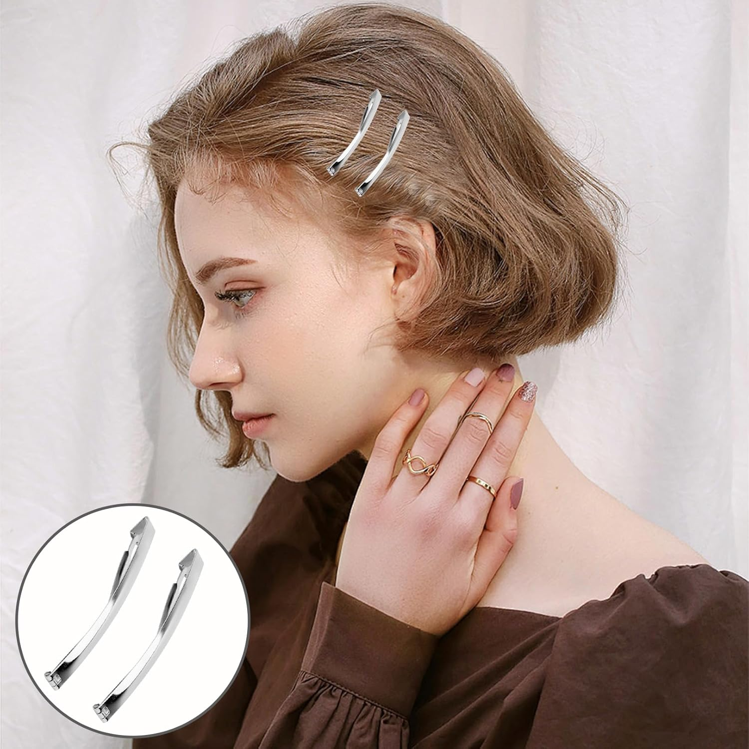 Pack of 10 Women'S Hair Clips, French Hair Clip, No Crease, French Clip, Small Hair Clip, Metal Hair Accessories for Women, Bowknot DIY Hair Clips Making, Barrette Fine Women image number 4