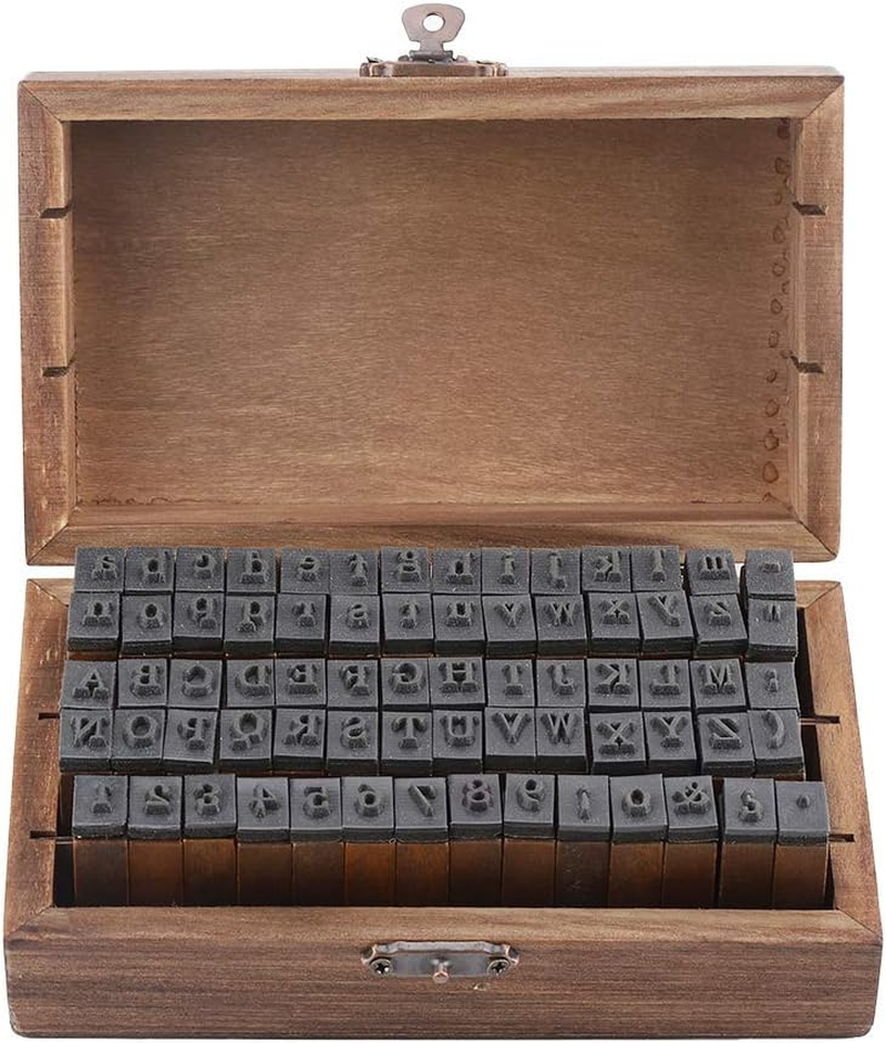 70PCS Vintage Alphabet Stamps Set, Wooden Rubber Number and Symbol Diary Letter Stamps, DIY Children Craft Scrapbooking Planner Card Stamps Gift Souvenir image number 2