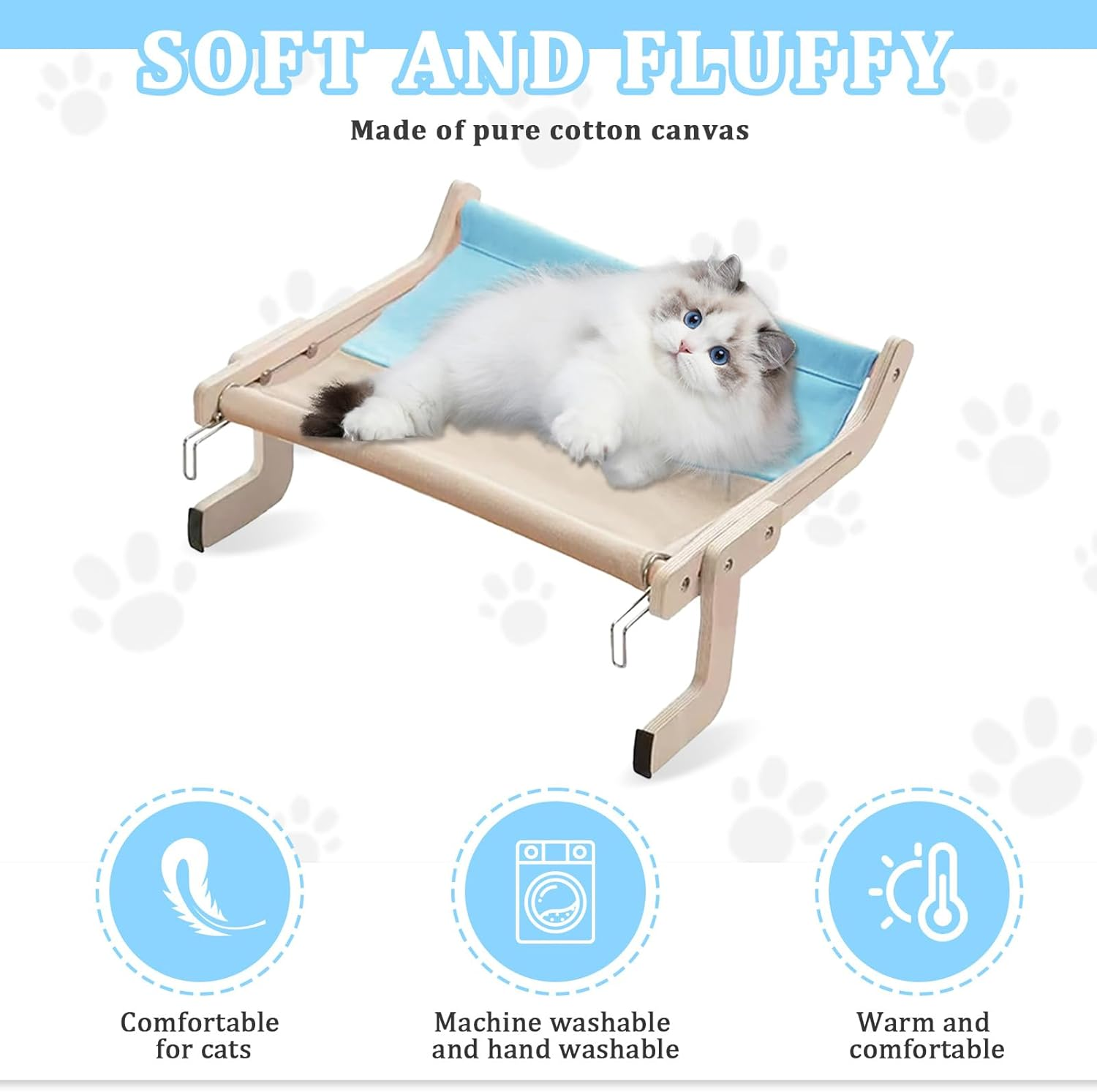 Cat Hammock Window, Cat Hammock, Adjustable Cat Hammock, Cat Window, Leisure Cat Climbing Frame, Hanging Cat Bed, Grey Blue (44.5 X 36 X 16 Cm) image number 5