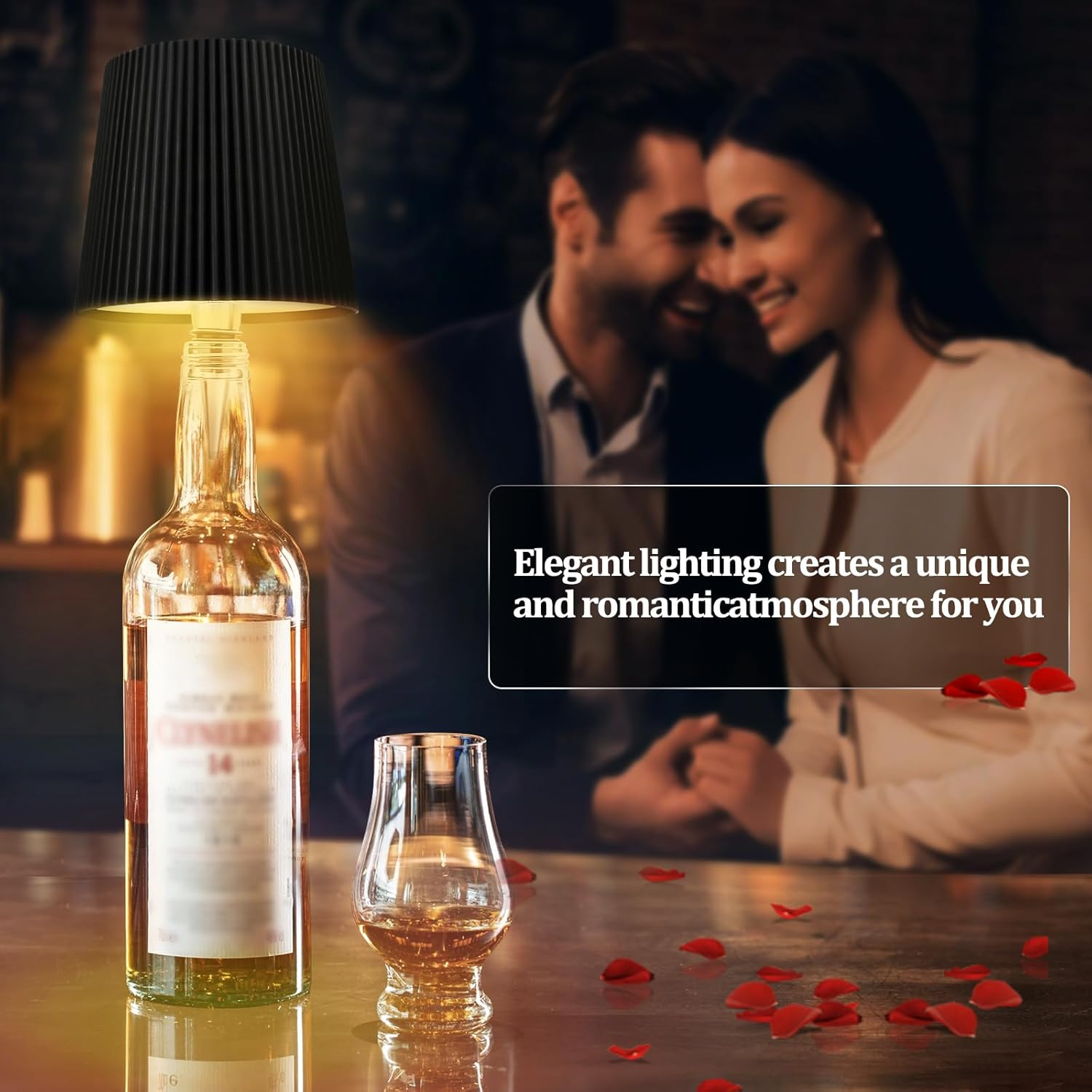 Bottle Lamp Attachment LED Rechargeable, 3 Adjustable Colour Temperature Modes, Touch Bottle Lamp, Protection Class IP54, Wireless USB Rechargeable Table Lamps, for Restaurant, Bedroom, Garden, Bar image number 2