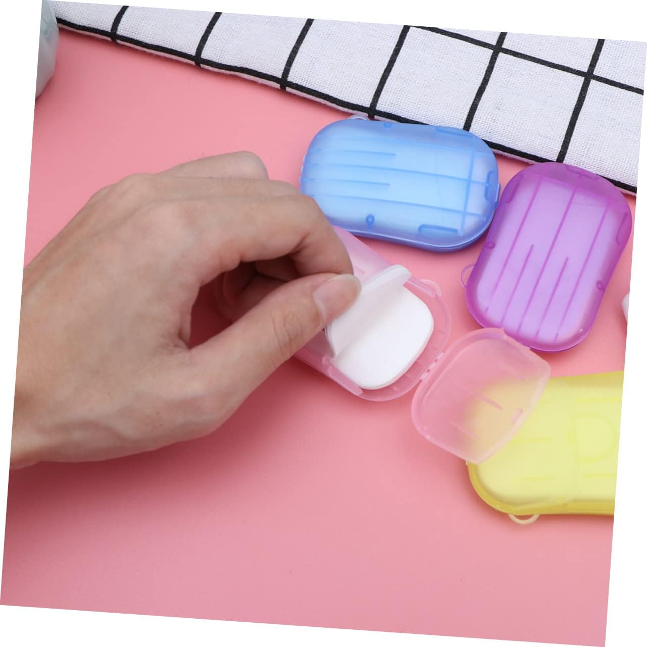 VANZACK Travel Pack Portable Soap Tablets Disposal Soap Sheets for Bath Face Hands Compact Safe Random Color image number 2