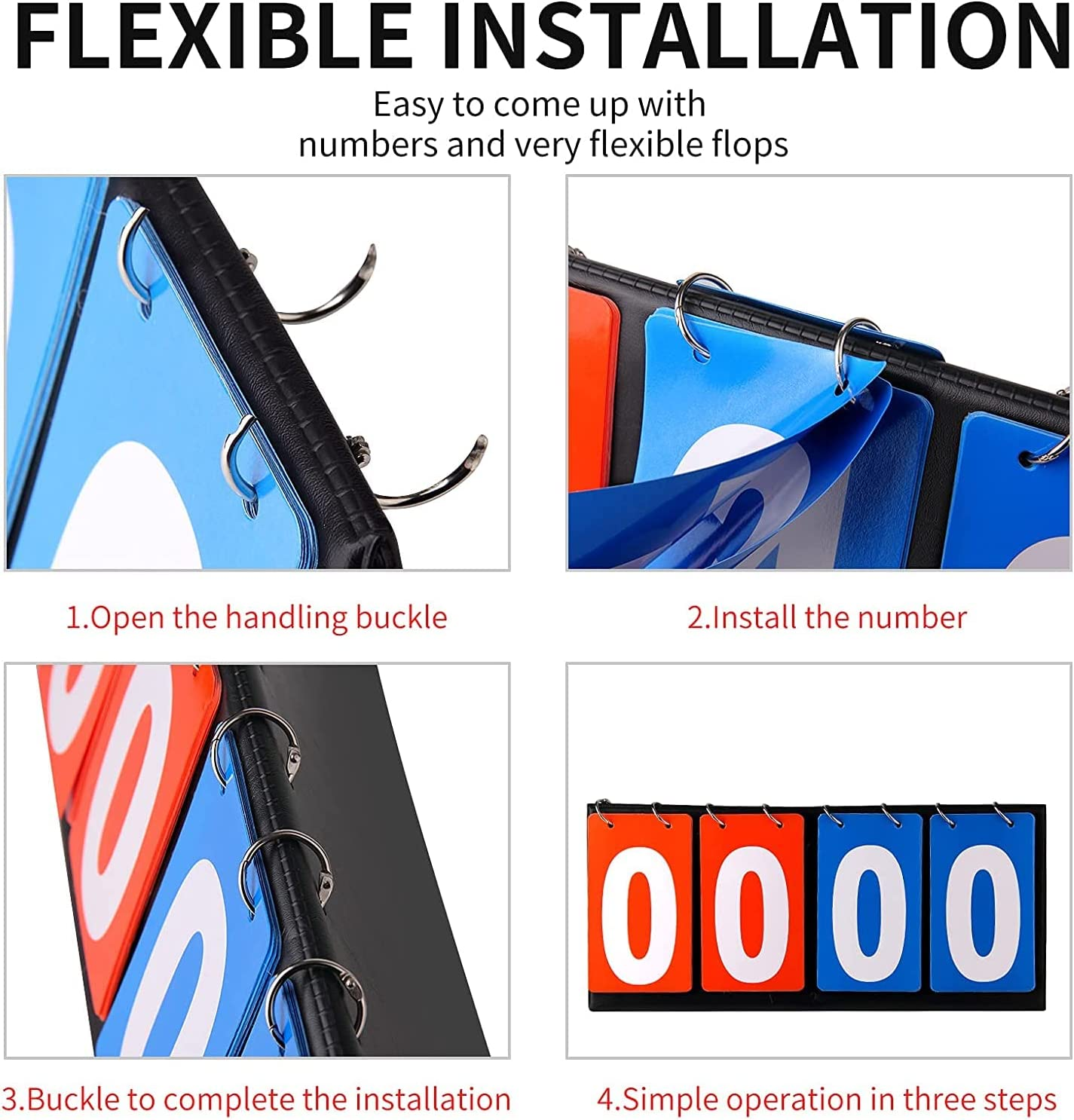 Portable Scoreboard Score Keeper 4 Digital Portable Table Top Scoreboard Flipper for Basketball Soccer Tennis Volleyball Cornhole Sports Games P. E Classroom Activities image number 1