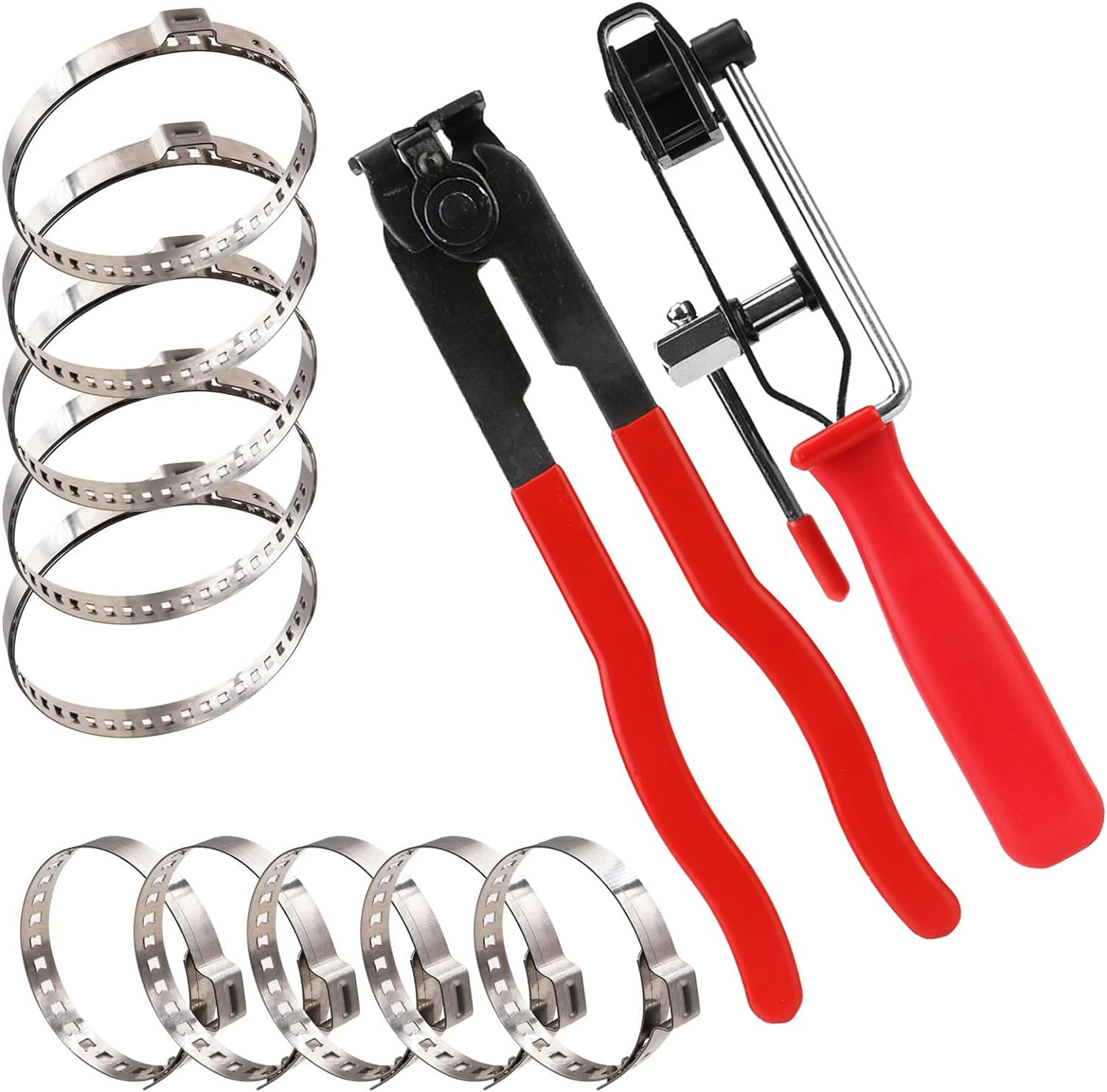 2PCS CV Joint Boot Clamp Pliers with 10PCS CV Boot Clamps Kit, Ear Boot Tie Plier, Car Band Tool Kit, Automotive Hose Axle Plier CV Clamp Tool CV Joint Banding Tools for Most Cars image number 1