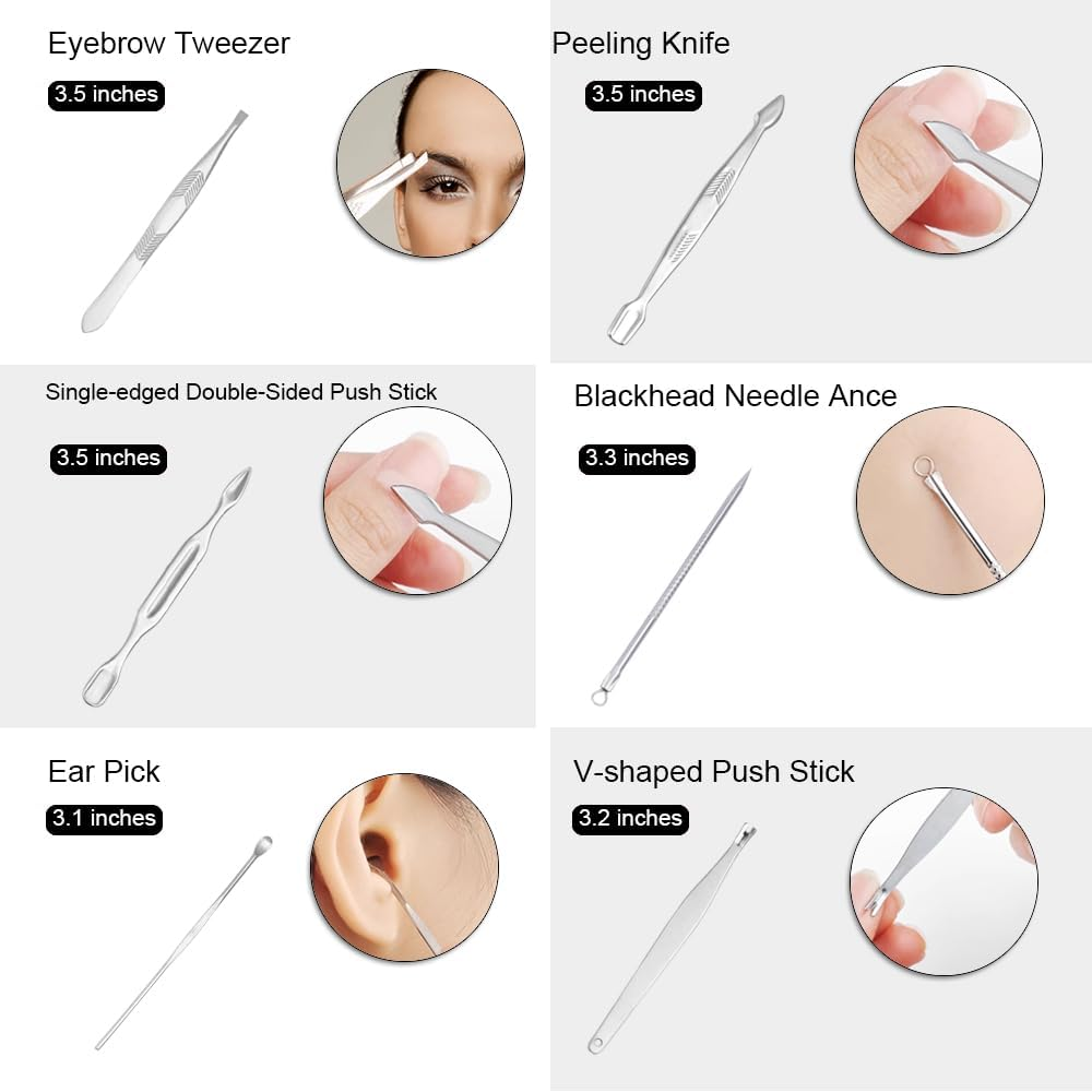 ZIZZON Manicure, Pedicure Kit, Nail Clippers Set of 12Pcs, Professional Grooming Kit, Nail Tools with Luxurious Travel Case Black - Black image number 4