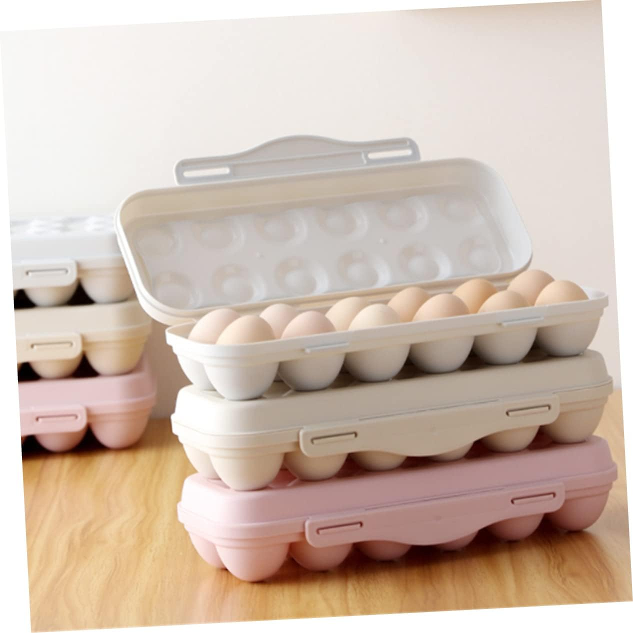 Jojofuny 2Pcs Storage Container Stackable Khaki Holder for Refrigerator Material for Kitchen Organization