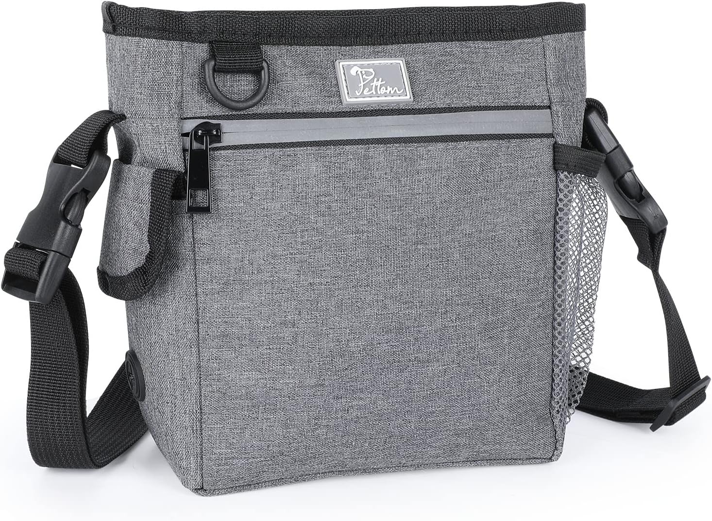 PETTOM Dog Treat Pouch Magnetic Closure, Large Dog Treat Bags for Walking with Removable Liner, Hands-Free Snack Bag for Dogs, Built-In Poop Bag Dispenser (Gray) image number 2
