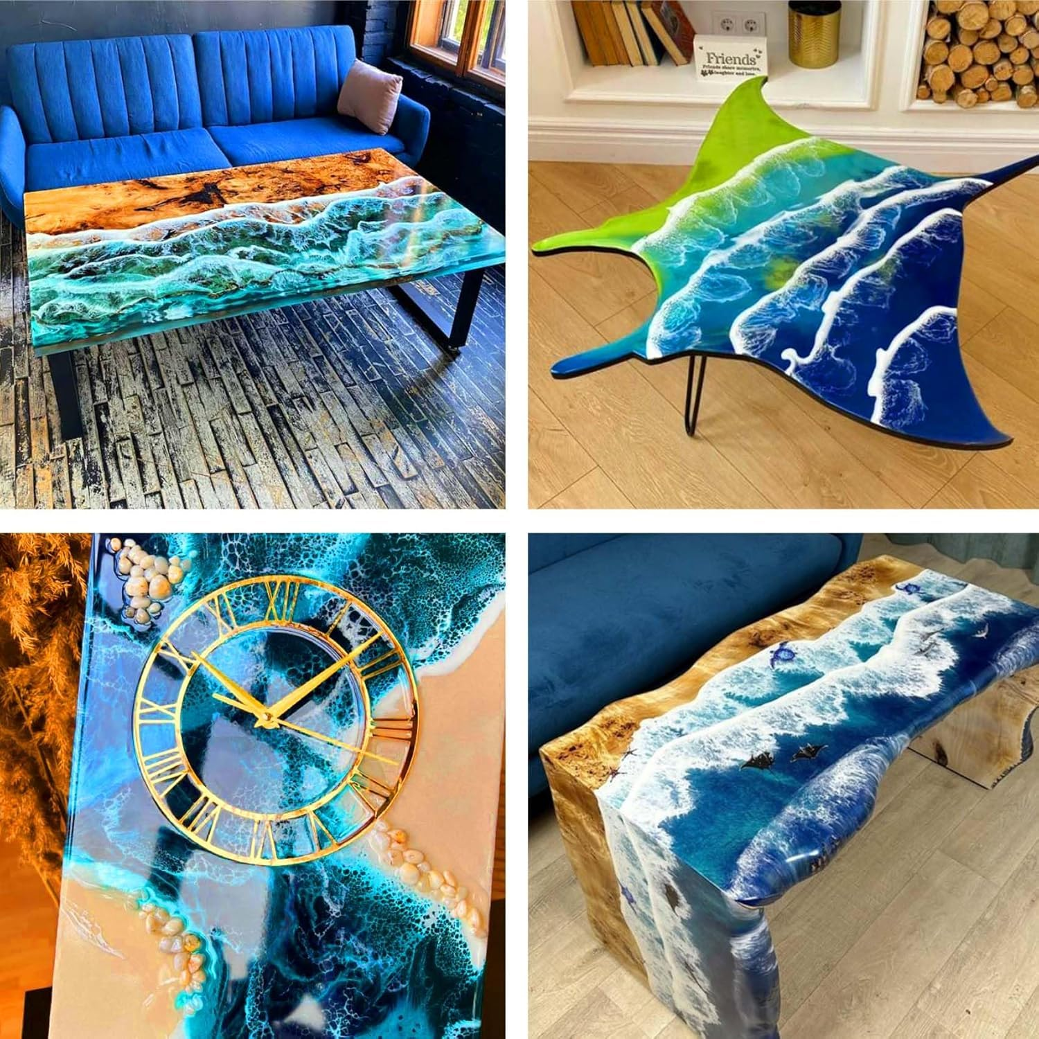 SANAAA 52OZ/1.5KG Deep Pour Epoxy Resin, 10CM Deep for River Table, Wood, 2:1 Ratio Crystal Clear, UV Resistant Art Casting