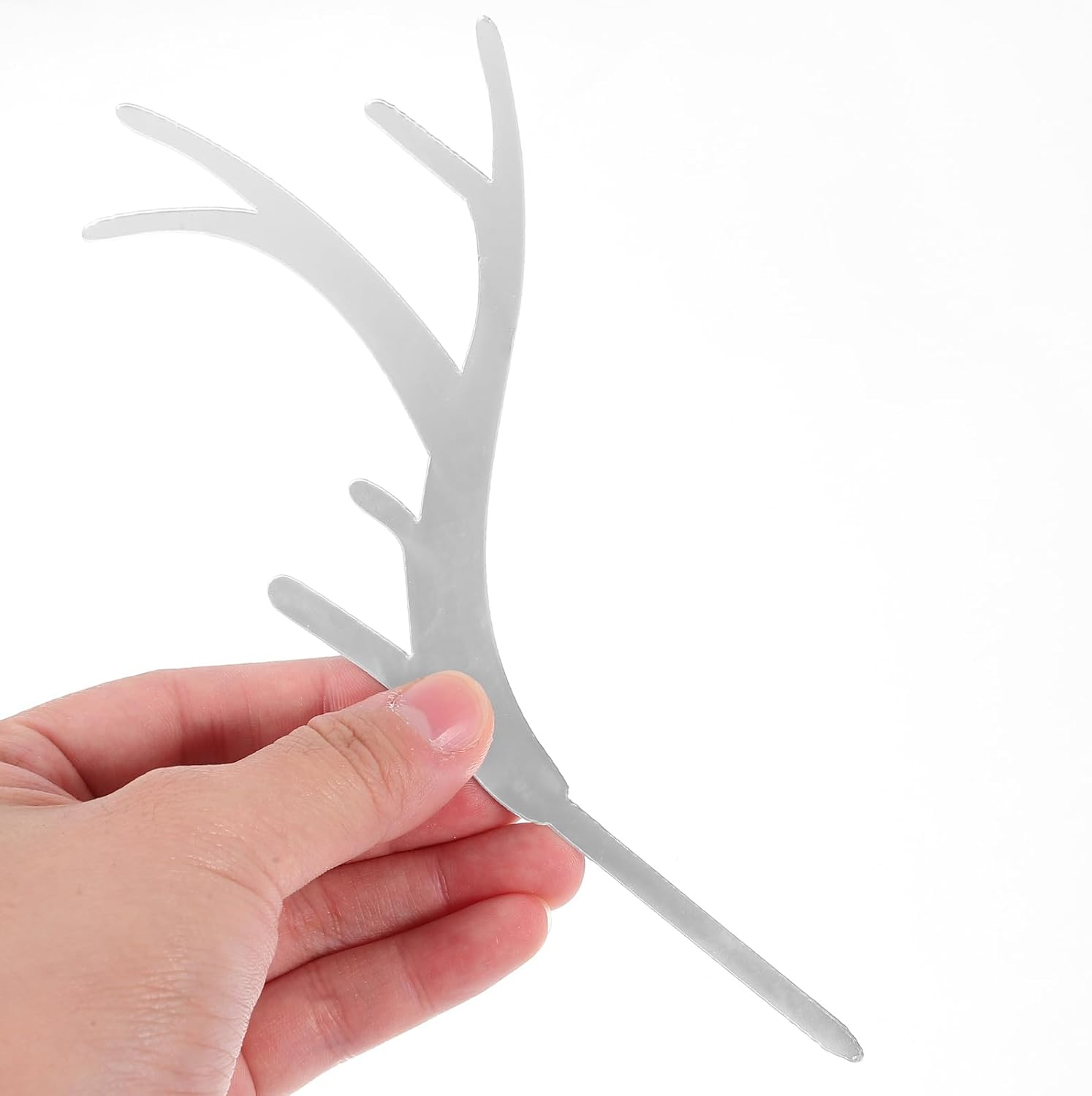 LUOZZY 20Pcs Reindeer Antlers Cake Toppers Christmas Cupcake Picks Deer Antler Cake Decoration Photo Props Xmas Party Supply - Silver image number 6