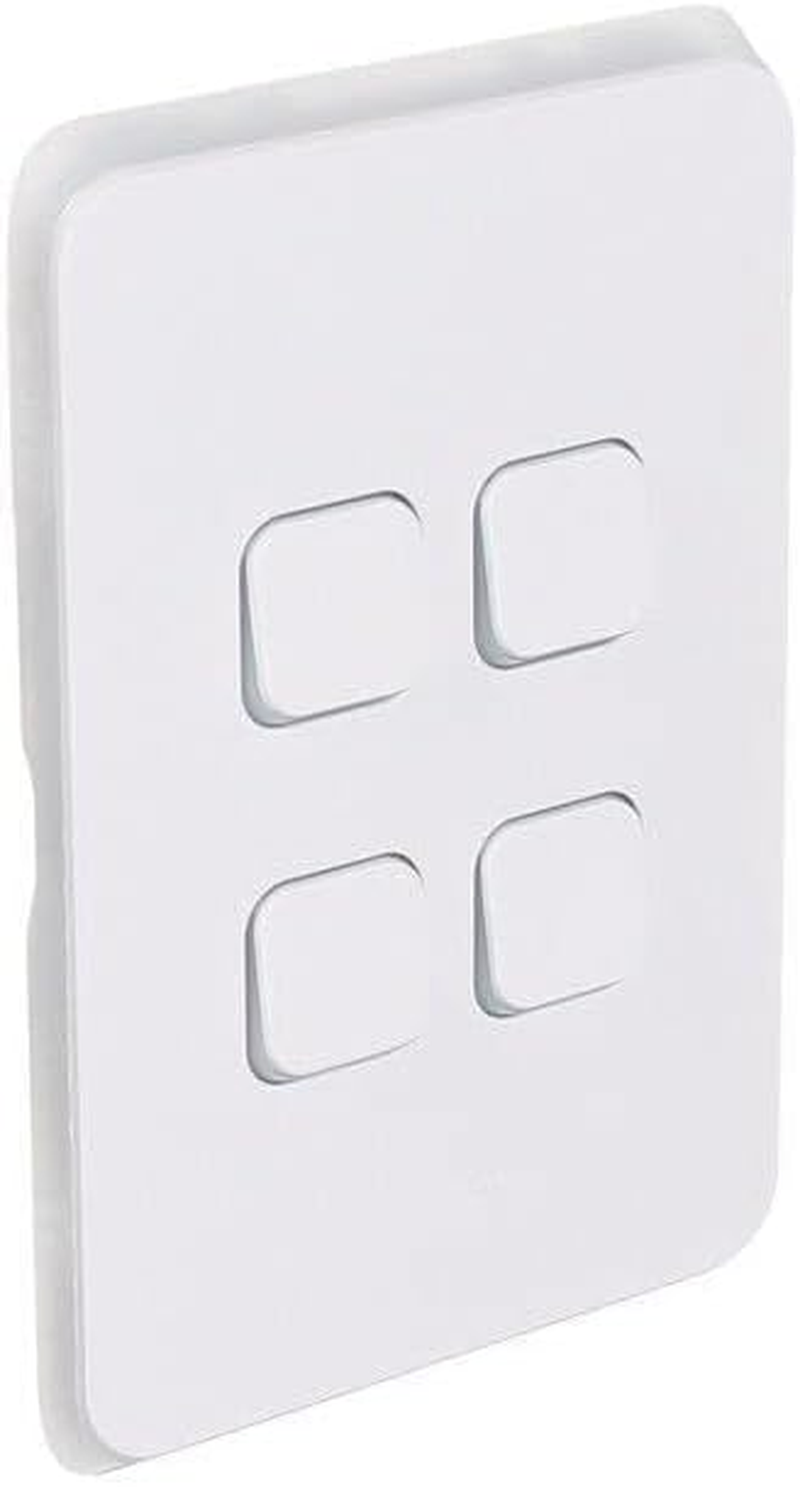 Clipsal 3000 Series 4 Gang, 250V 10Ax1-Way/2-Way Vertical Mount Iconic Flush Switch, White image number 1