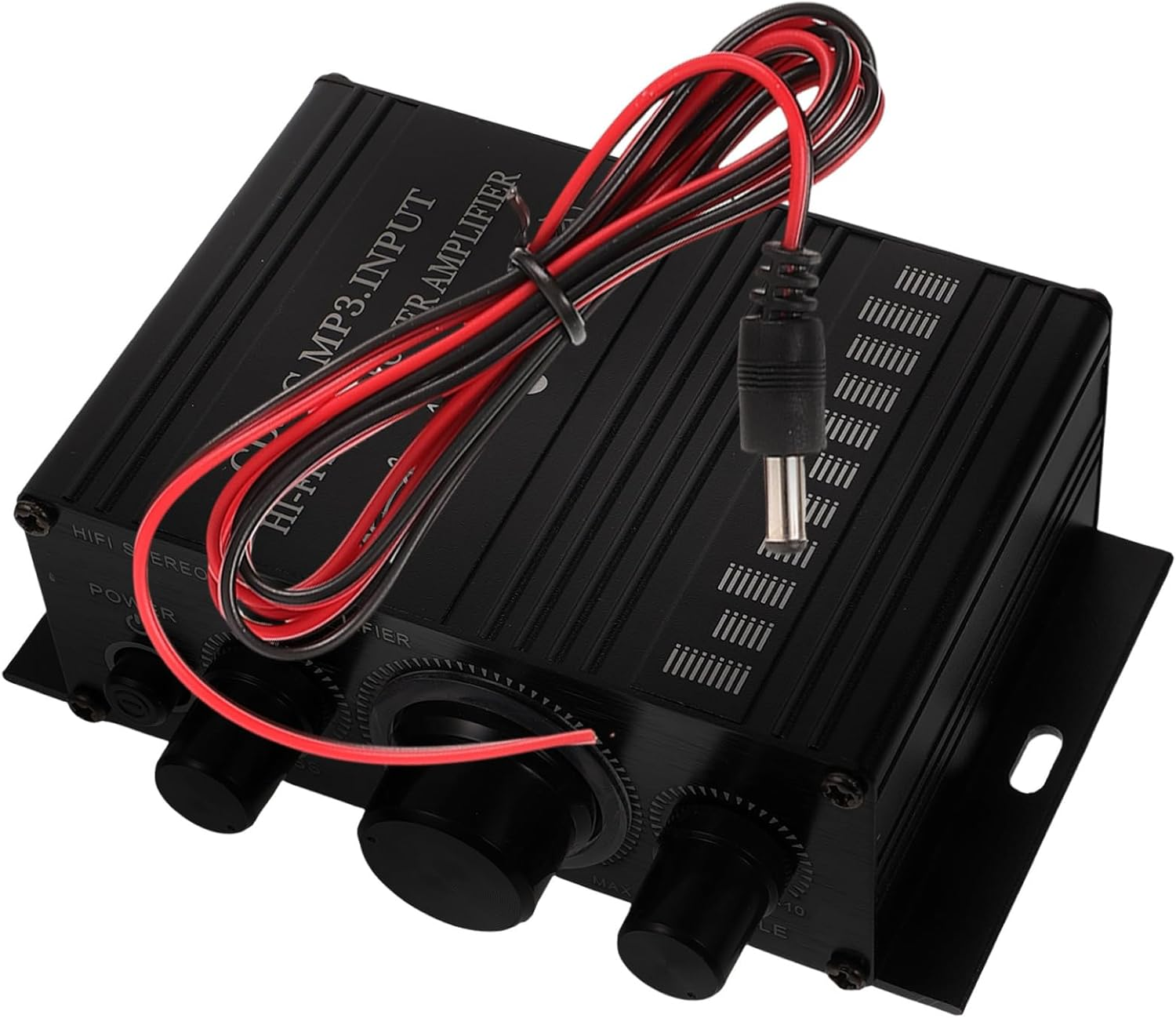 PLAFOPE Mini Audio Amplifier Stereo Amp for Car and Home Speakers, Portable Black Mini Power Amplifier with Dc Cable for Motorcycle and Computer Use image number 2