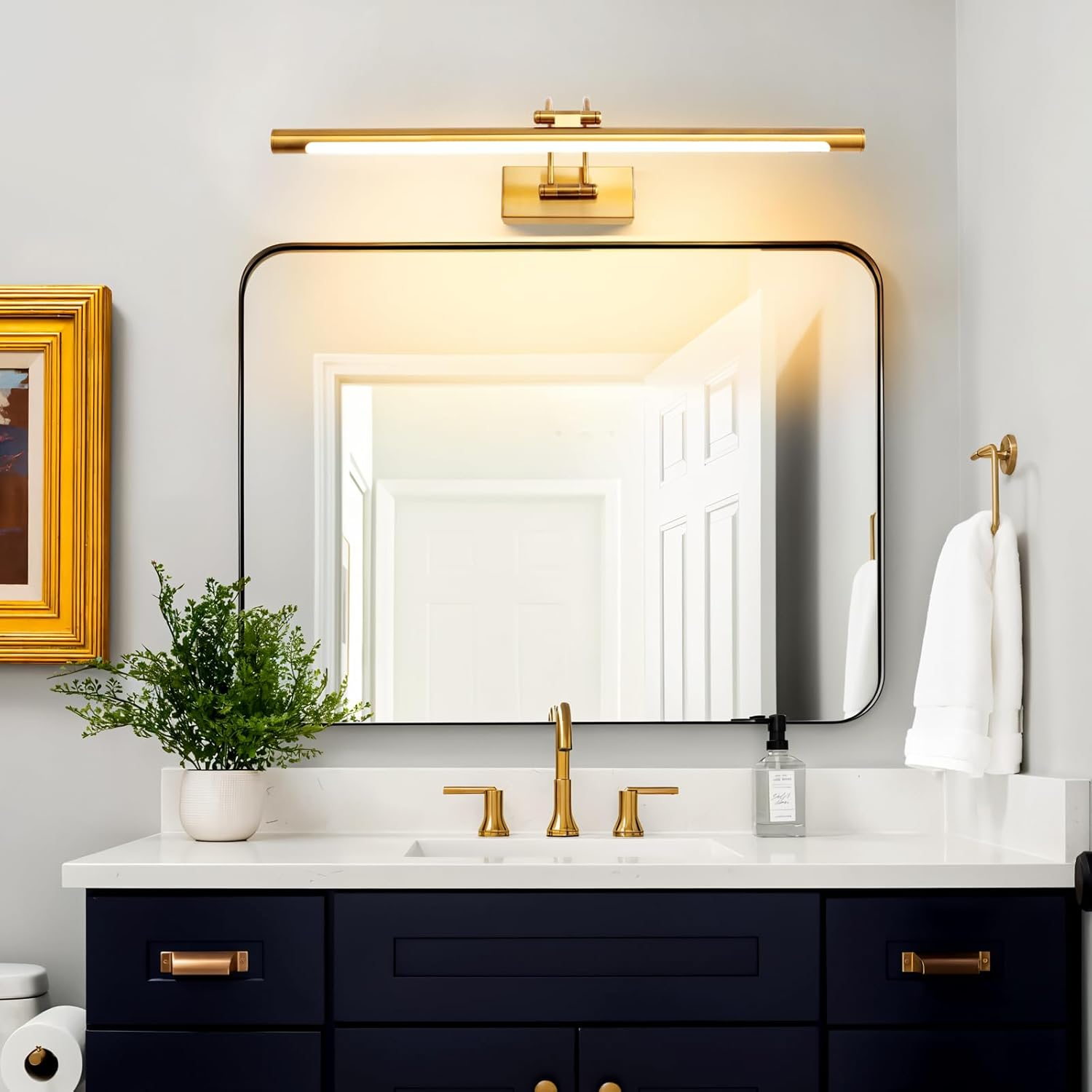 Mantolite Dimmable Picture Wall Light, 15 W, Brass, 60 Cm, LED Bathroom Mirror Light with Rotating Lamp Head for Hotel Restaurant Arc Arm, 3000 K / 4500 K / 6000 K Bed Reading Lights Display Lamps image number 5