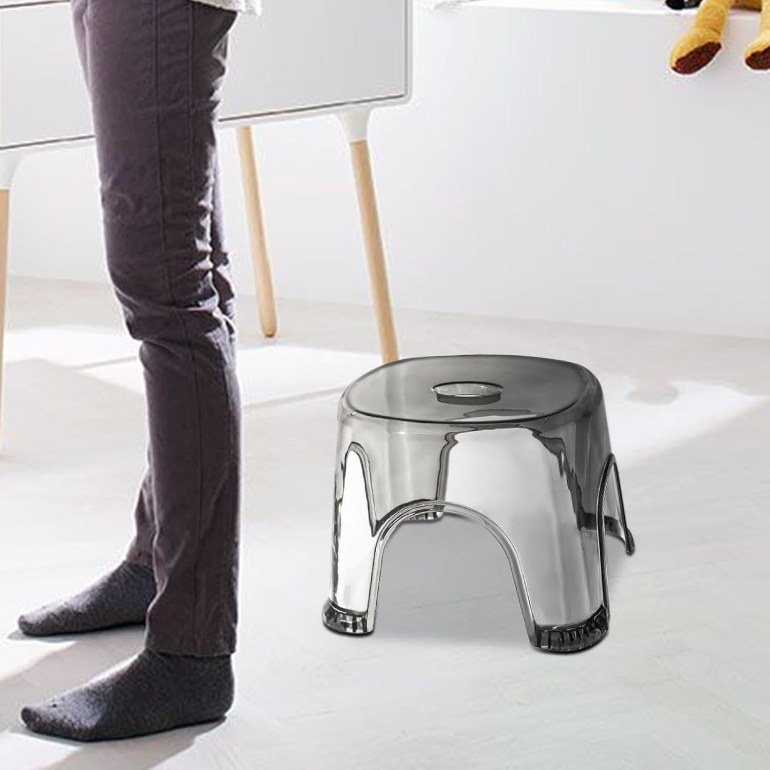 Clear Shower Foot Stool - Non-Slip Waterproof Transparent Stool - Clear Seat, Shower Corner, Corner Bench for Bathroom Bedside Small Spaces image number 1