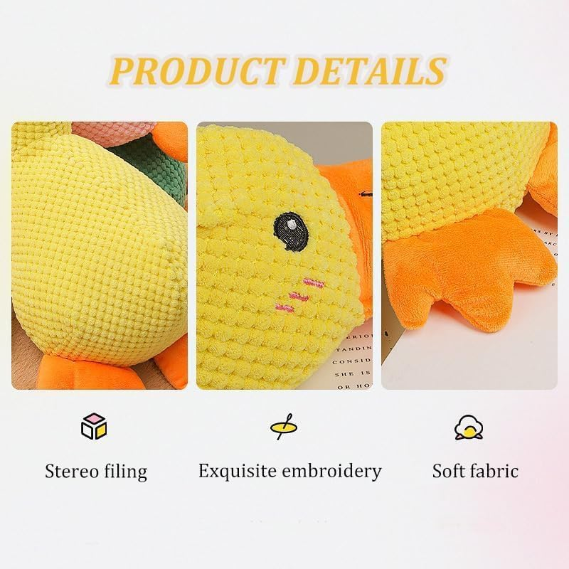 The Mellow Dog Calming Duck Dog Toy,Zentric Quack-Quack Duck Dog Toy,Quacking Duck Toy,Cute No Stuffing Duck with Soft Squeaker,Durable Squeaky Dog Toys (Pink+Yollow,One Size) image number 5